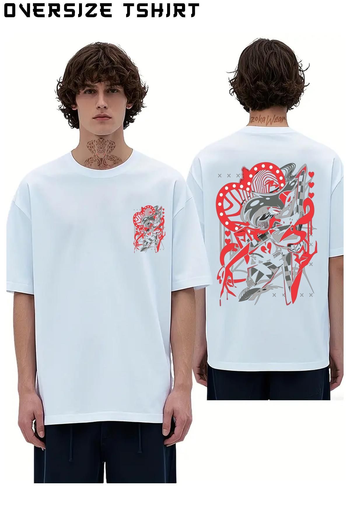 ZOKAWEAR Hazbin-Hotel-Angel-Dust-v3 Sırt Baskılı Oversize Tişört