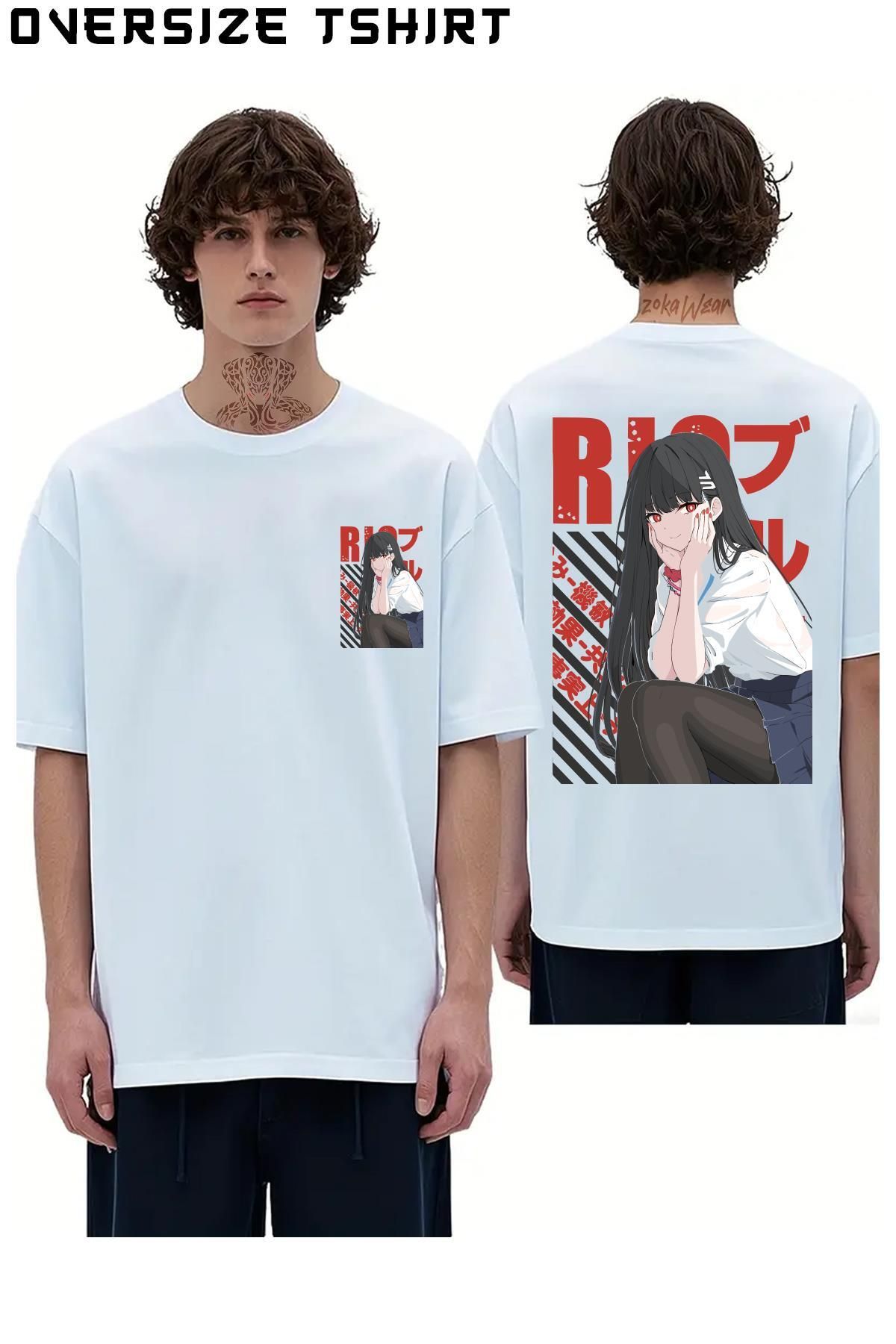 ZOKAWEAR Blue-Archive-Tsukatsuki-Rio Sırt Baskılı Oversize Tişört