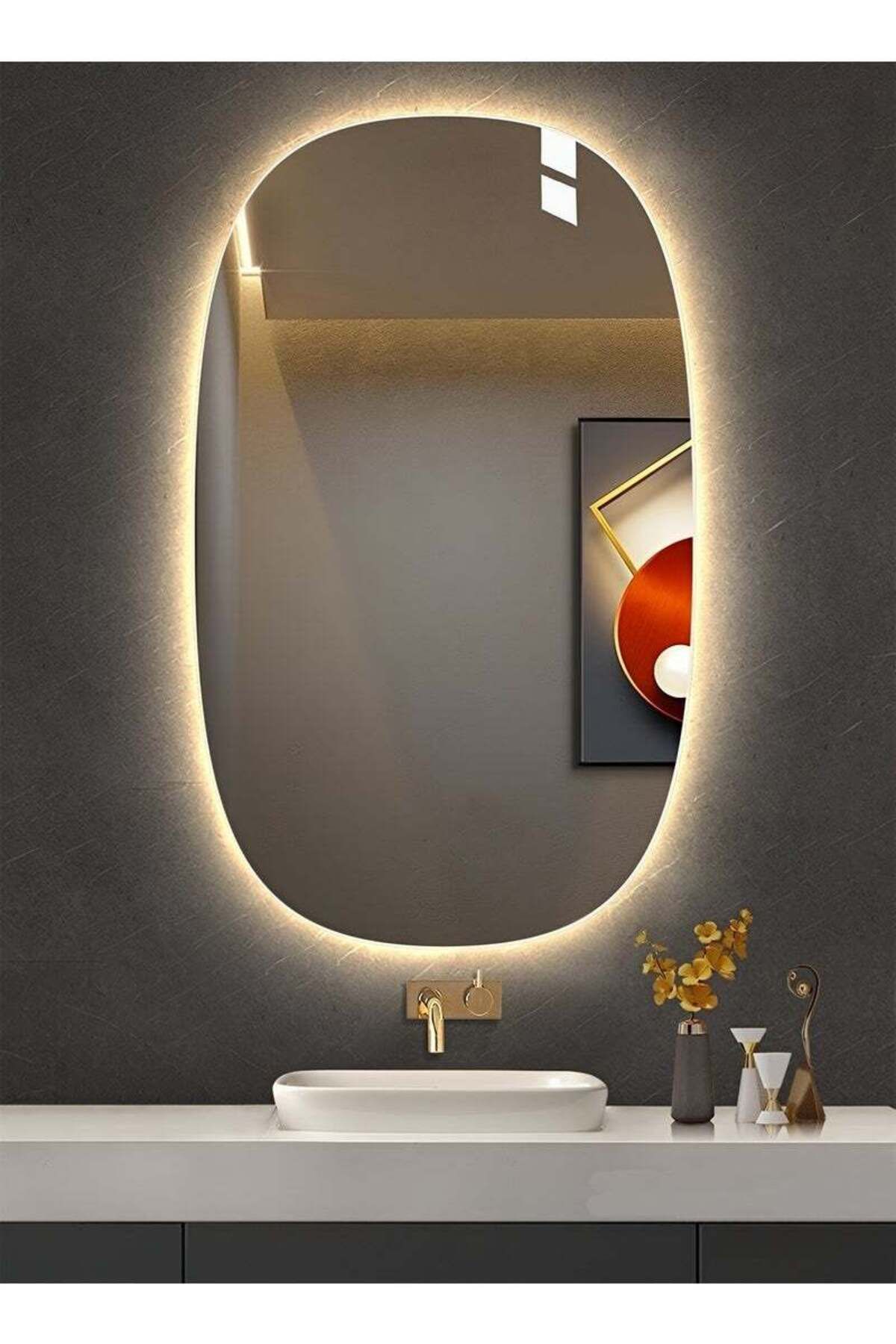 Taimi-LED Bathroom Mirror with Smart Touch Control Vanity Mirror with 3 Adjustable Temperatures 80x60cm 3