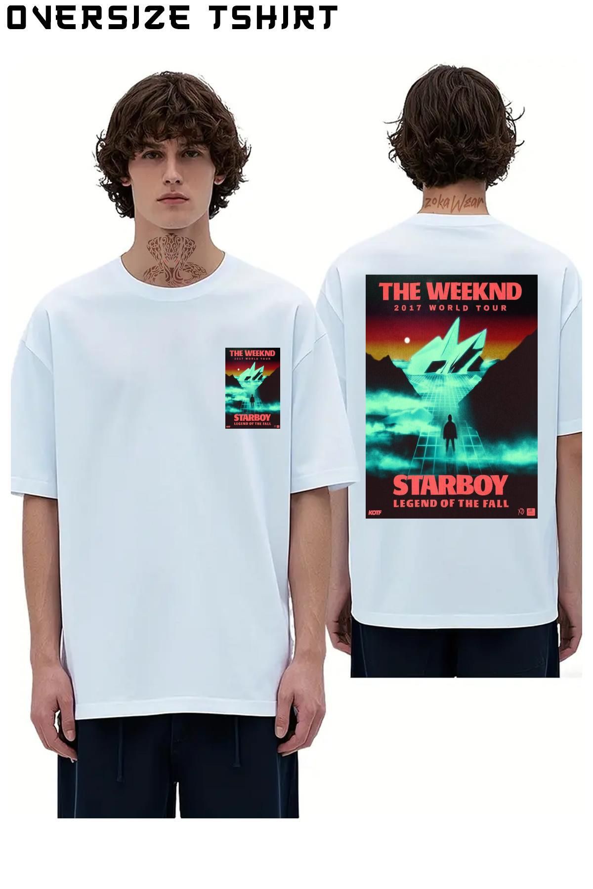 ZOKAWEAR Tour-Starboy-The-Weeknd Sırt Baskılı Oversize Tişört