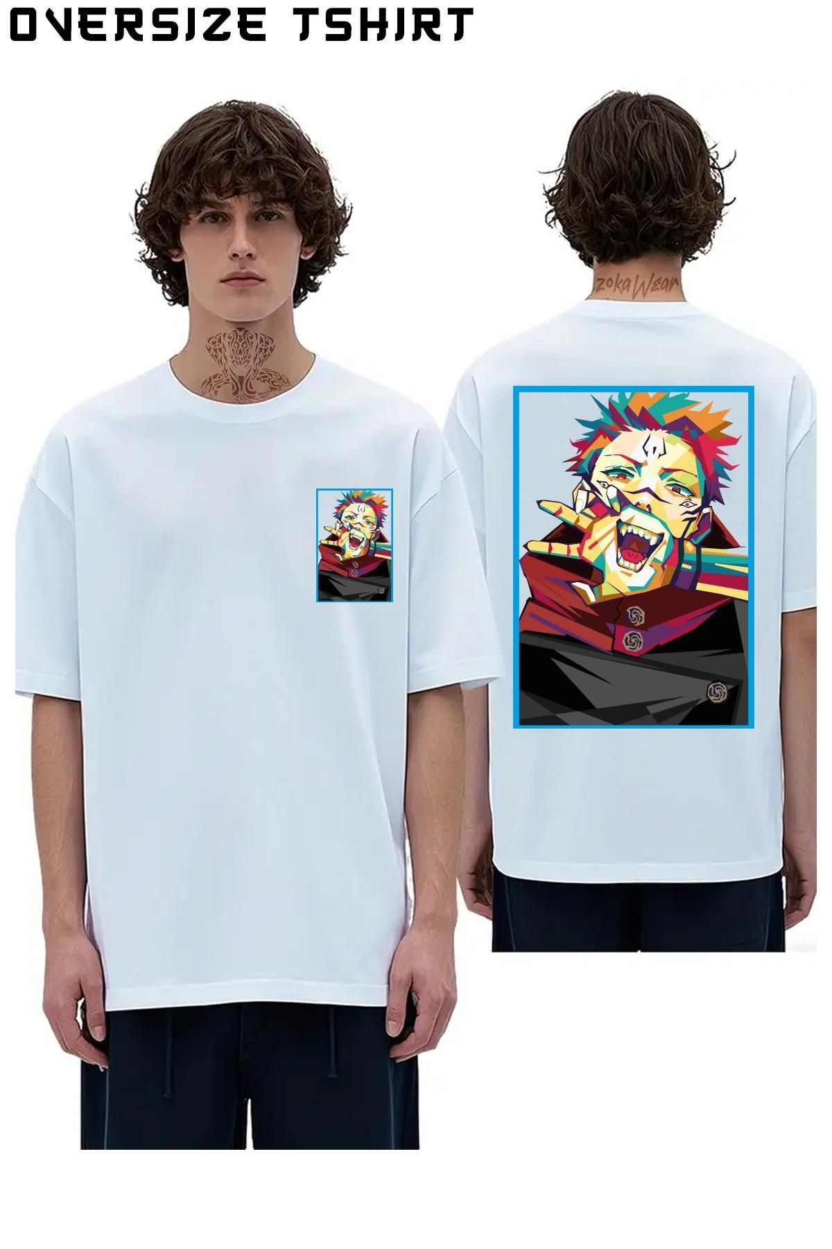 ZOKAWEAR Jujutsu-Kaisen-Yuji-Itadori5 Sırt Baskılı Oversize Tişört