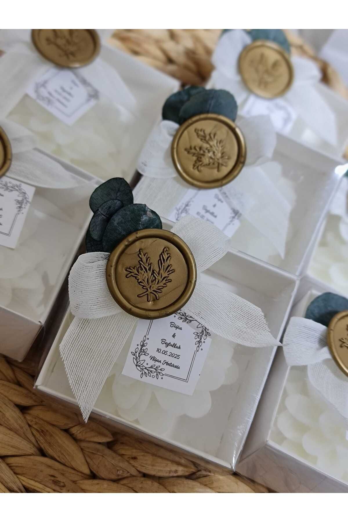 ByDeryaEvent 20 Adet Mühürlü Lotus Mum Nişan Düğün Nikah Hediyesi