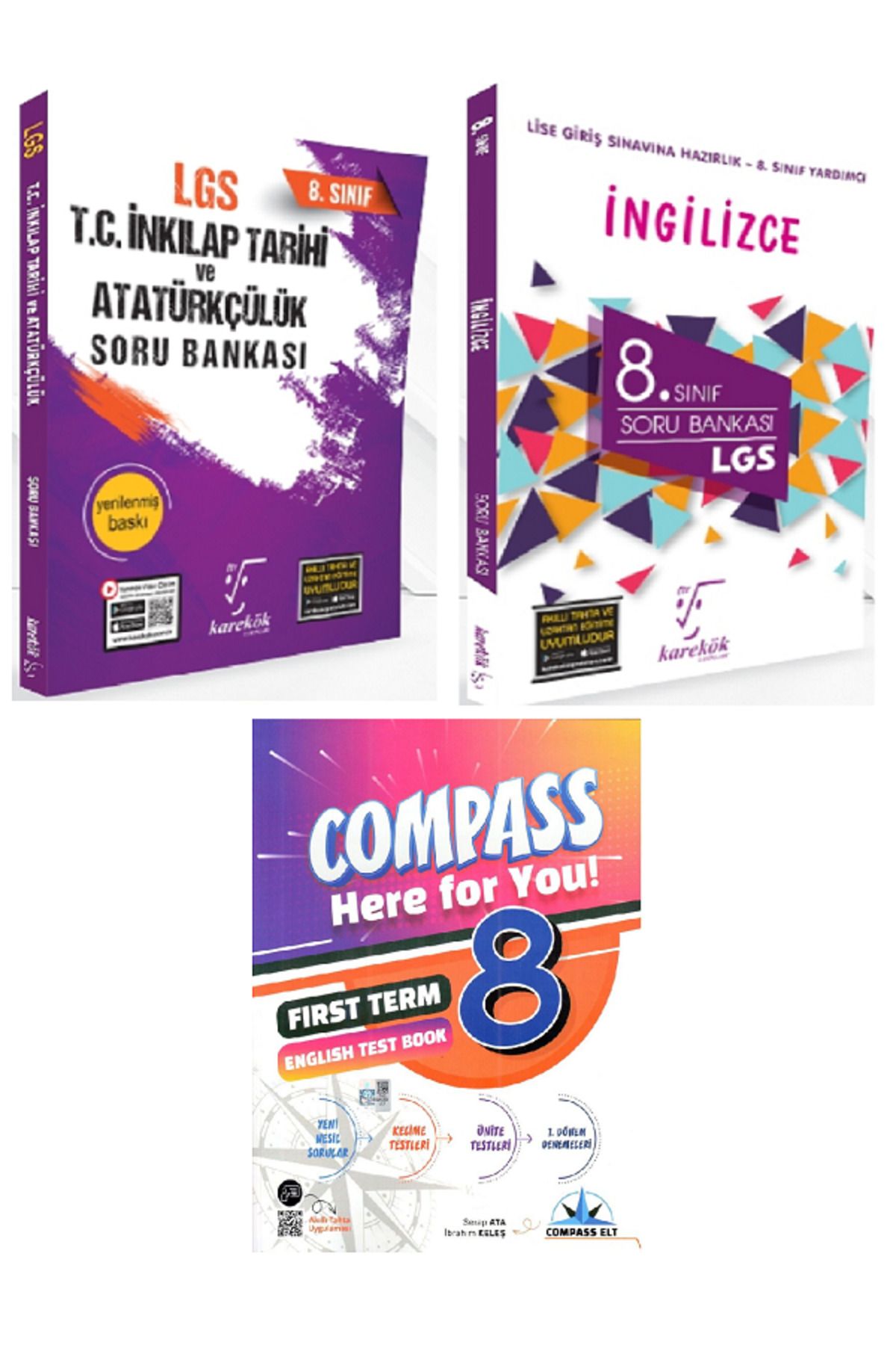 Efsane Yayınları 8.Sınıf Karakök İnkılap Tarihi + İngilizce Soru Bankası / Compass İngilizce Test Book HEDİYE -3KİTAP