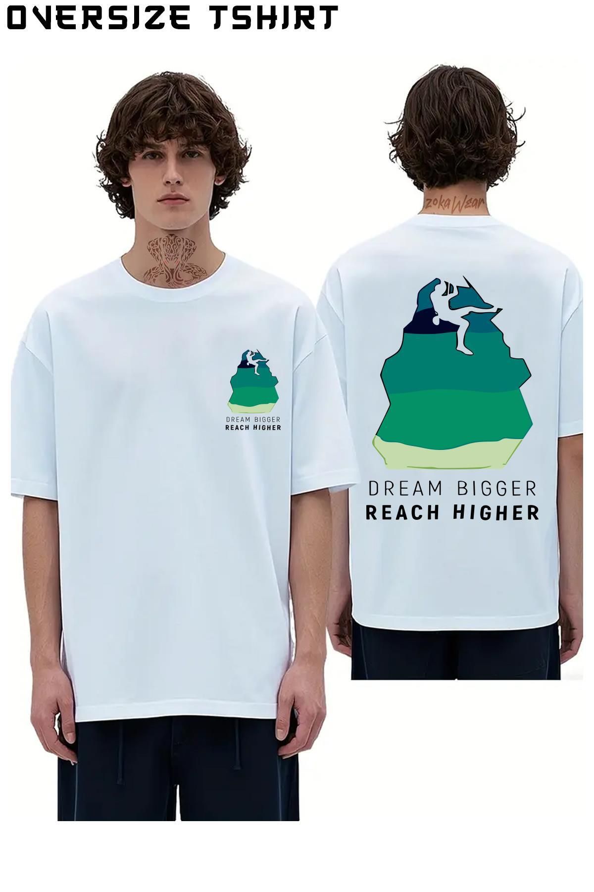 ZOKAWEAR Dağcılık Sırt Baskılı Oversize Tişört