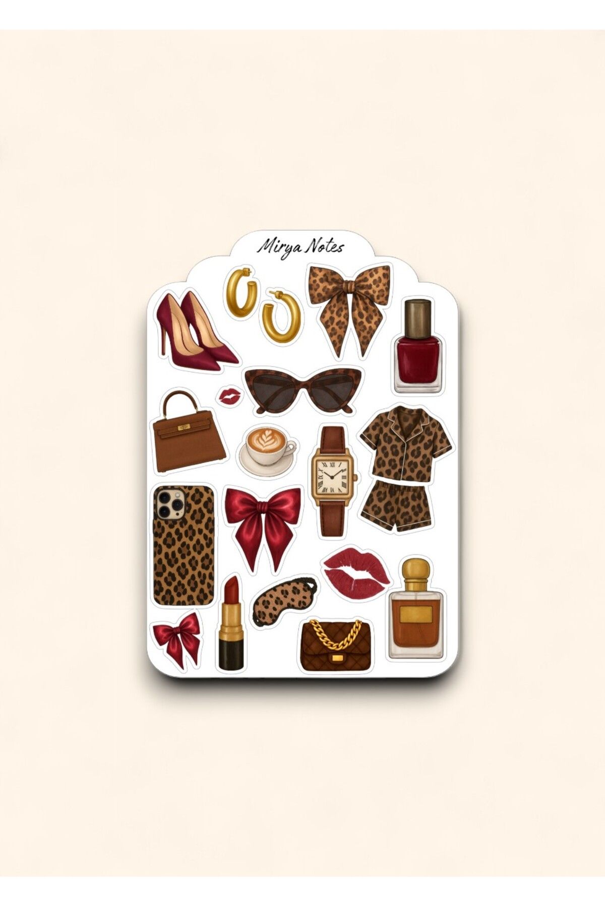 Mirya Notes Leopar Temalı Sticker - Etiket - Çıkartma Bullet Journal, Ajanda, Planner, Günlük İçin Uygun Set
