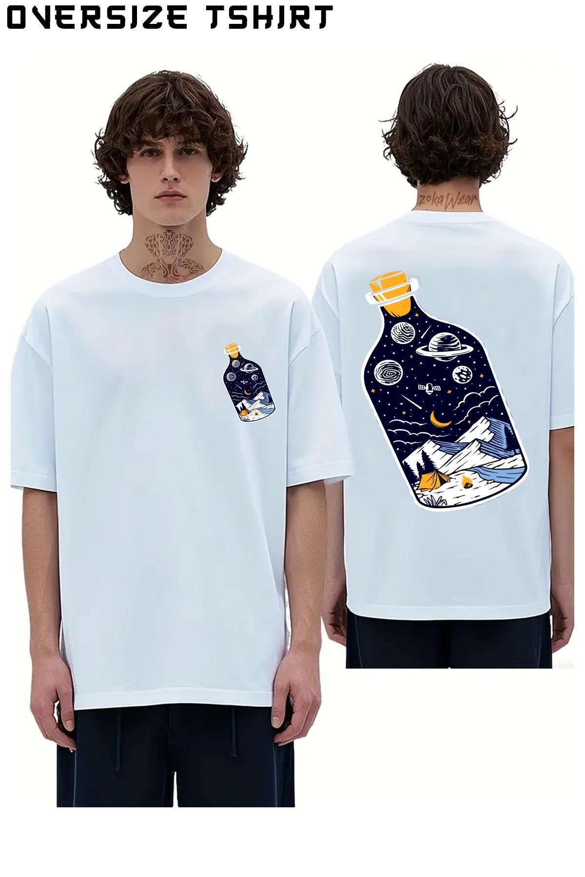 ZOKAWEAR Space-Bottle Sırt Baskılı Oversize Tişört