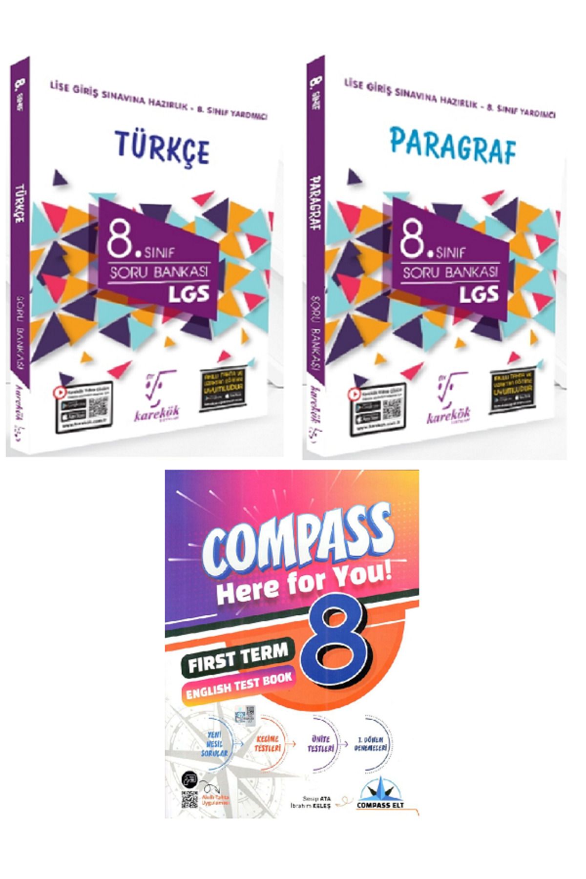 Efsane Yayınları 8.Sınıf Karakök Türkçe + Paragraf Soru Bankası / Compass İngilizce Test Book HEDİYE - 3 KİTAP