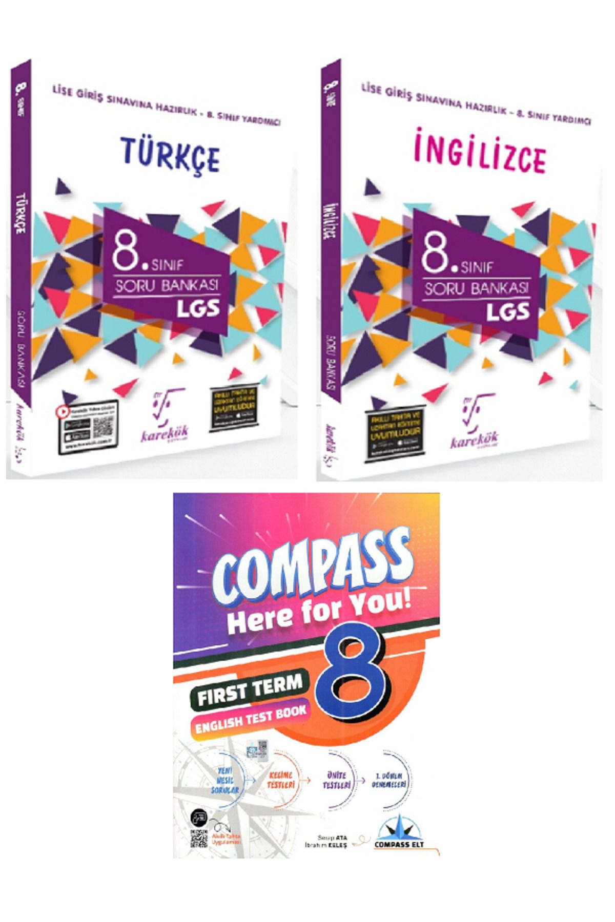 Efsane Yayınları 8.Sınıf Karakök Türkçe + İngilizce Soru Bankası / Compass İngilizce Test Book HEDİYE - 3 KİTAP