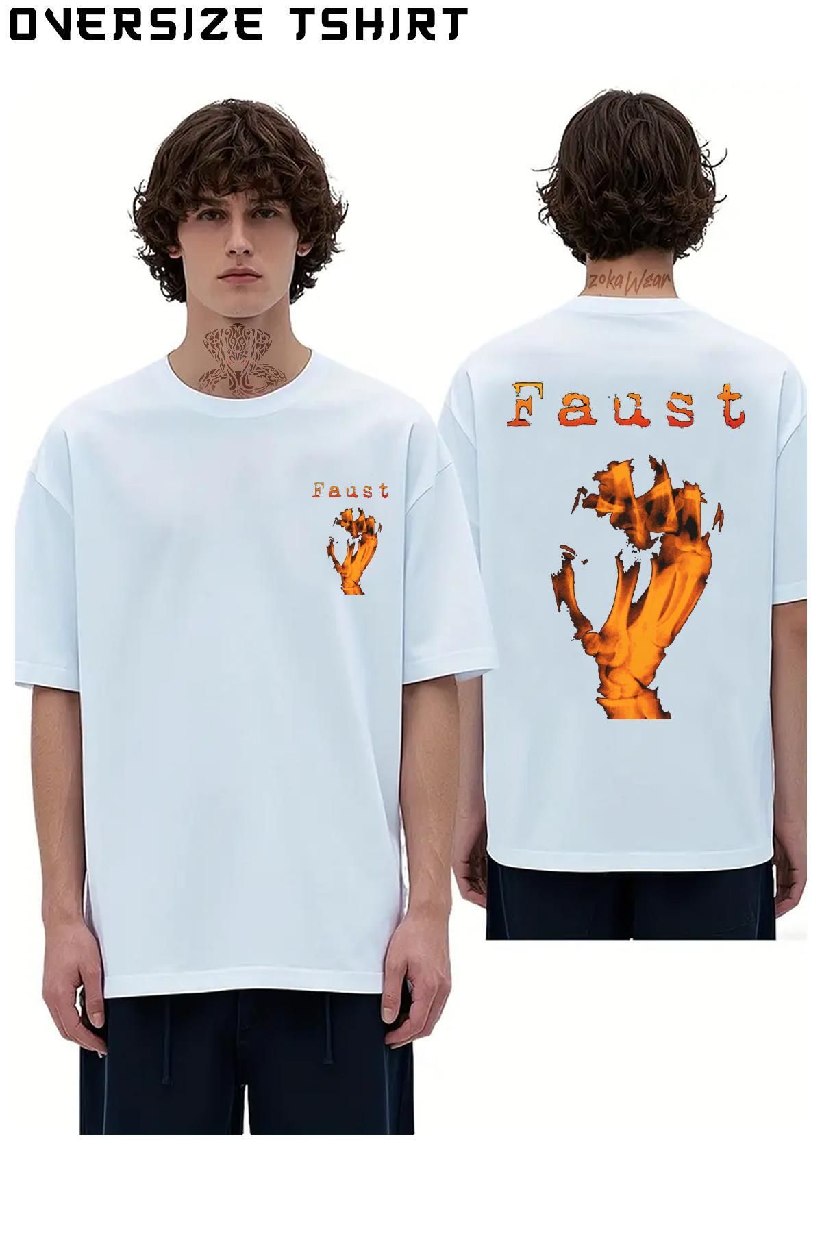 ZOKAWEAR Faust-Krautrock-Band Sırt Baskılı Oversize Tişört
