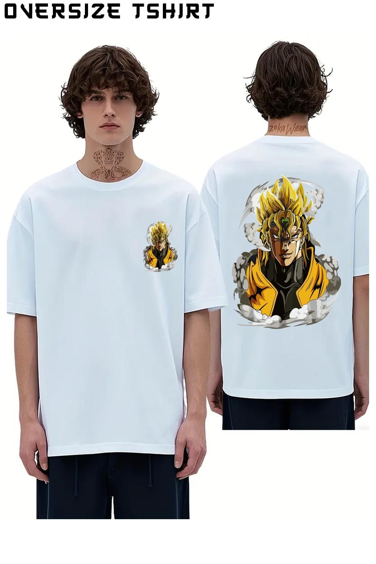 ZOKAWEAR Jojo's-Bizarre-Adventure-Dio-Brando Sırt Baskılı Oversize Tişört