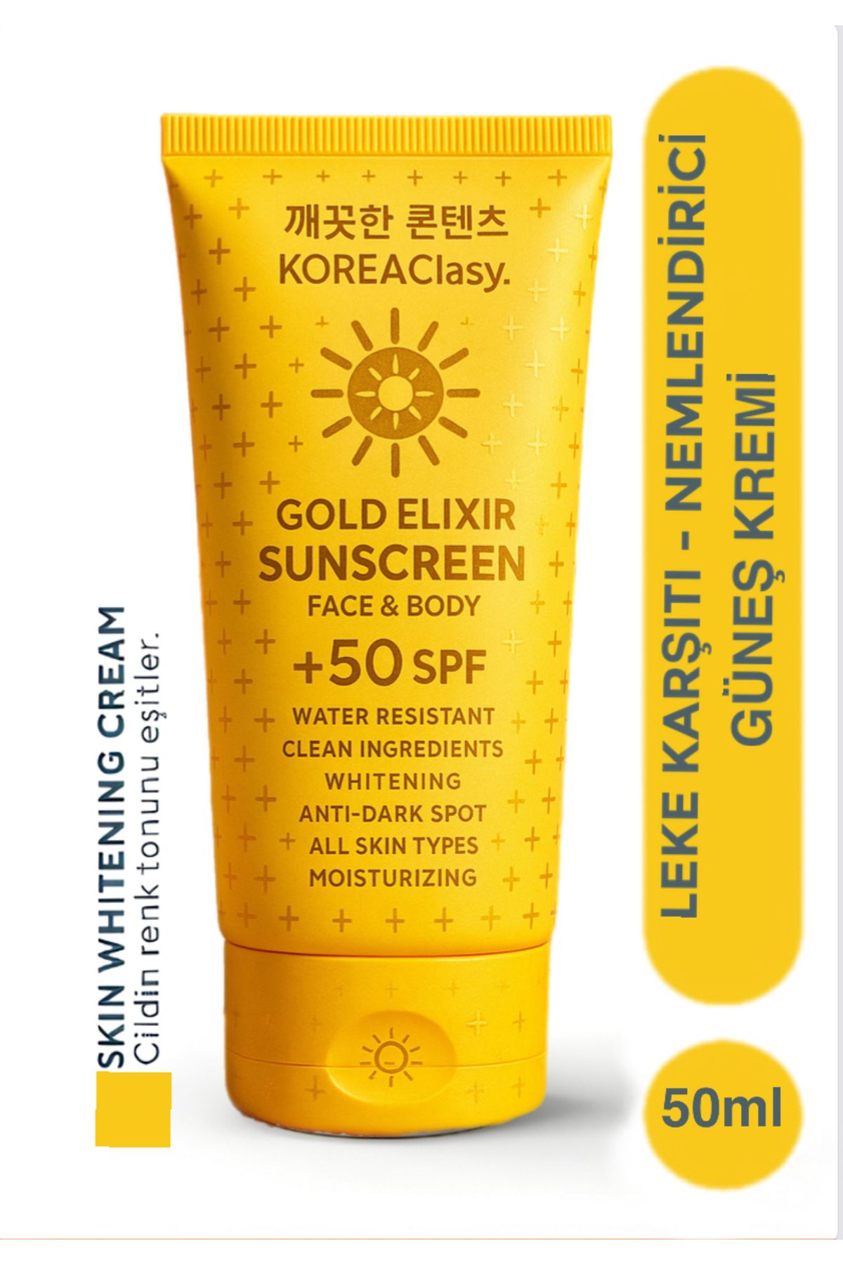 KOREAClasy Gold İksir Yoğun Leke Karşıtı-Nemlendirici-Ton Eşitleyici ++50 Faktör Güneş Kremi