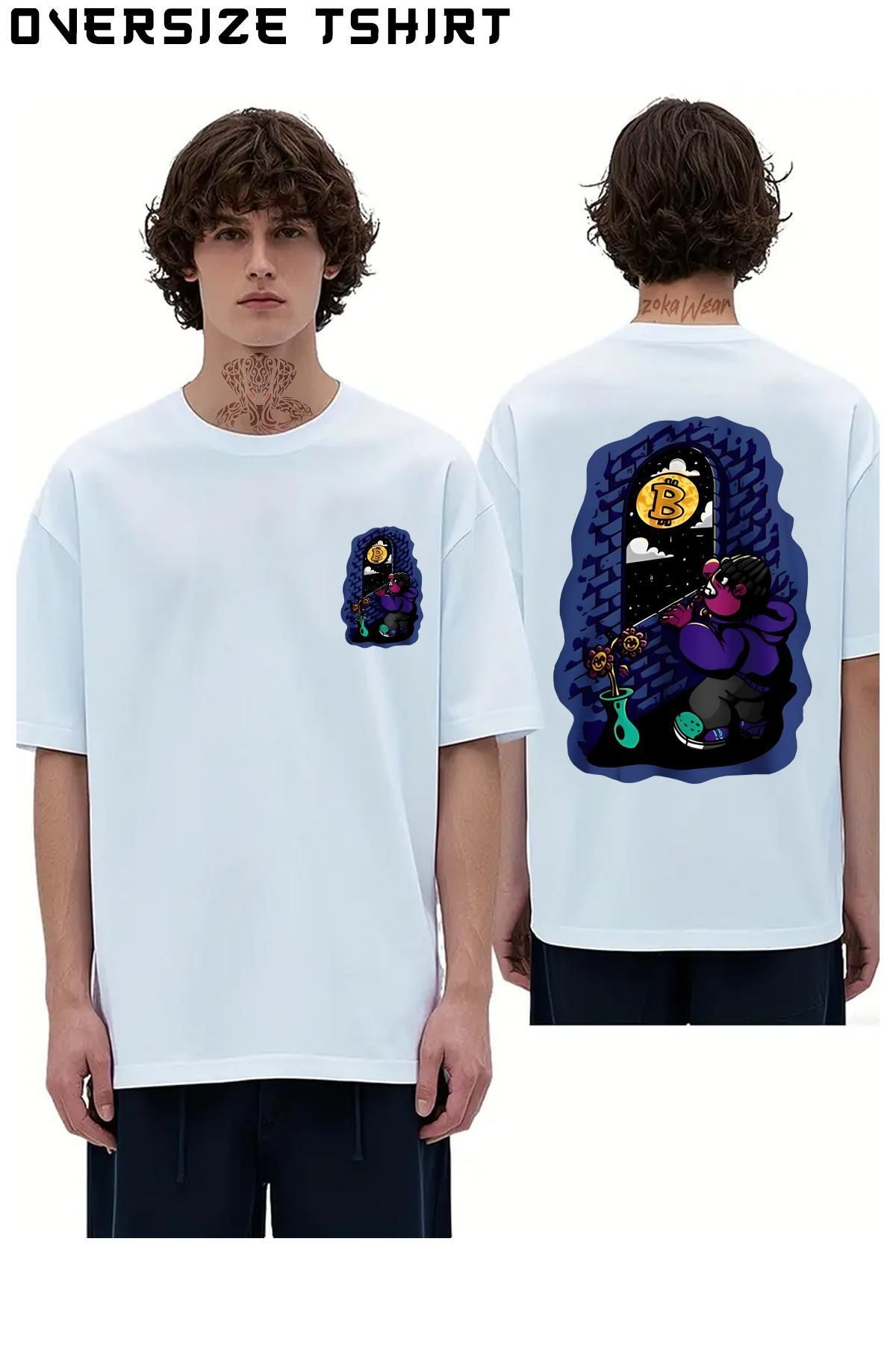ZOKAWEAR Bitcoin-3 Sırt Baskılı Oversize Tişört
