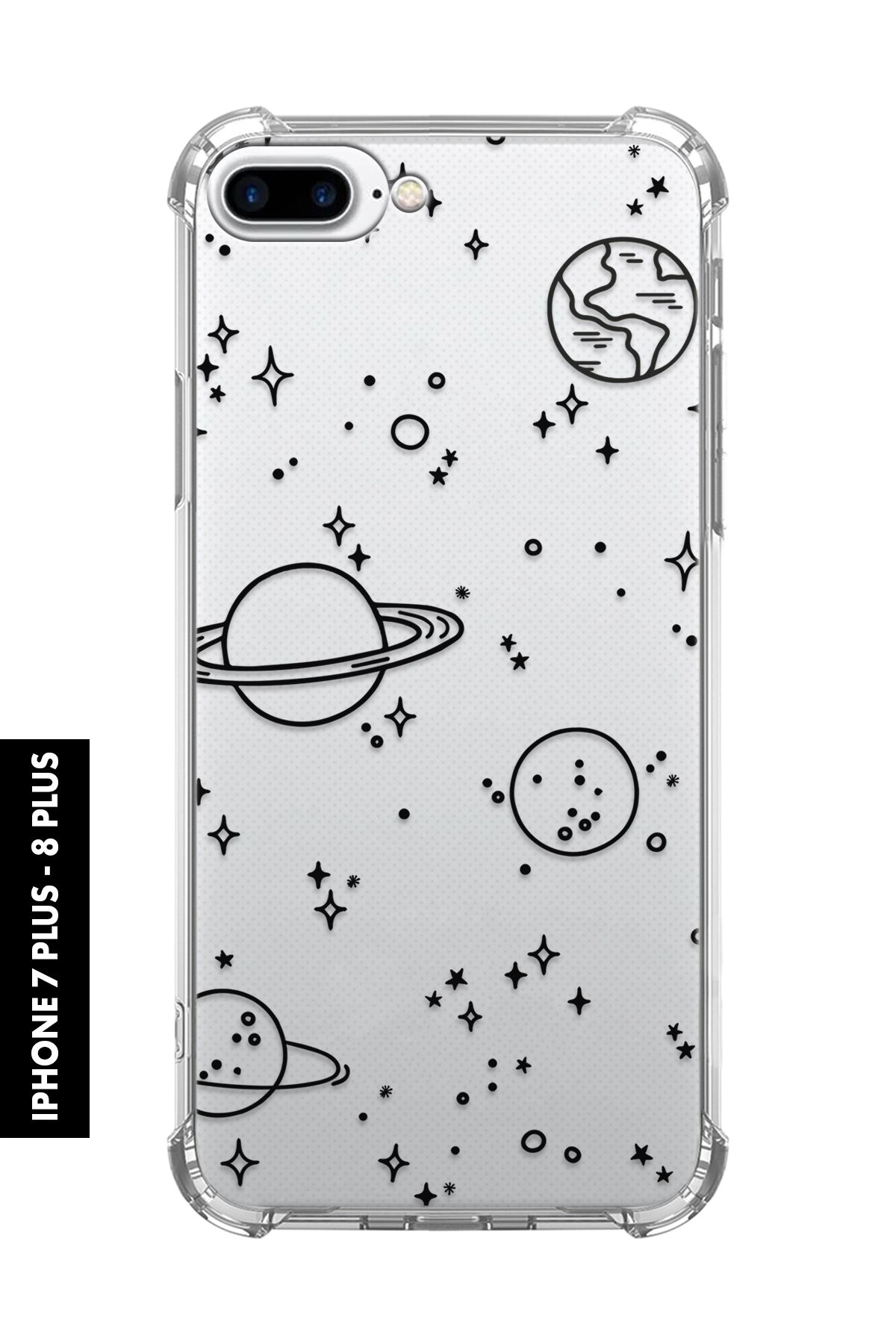 mooodcase iPhone 7 Plus / 8 Plus Uyumlu Galaxy Desenli Darbe Emici Köşe Korumalı Telefon Kılıfı
