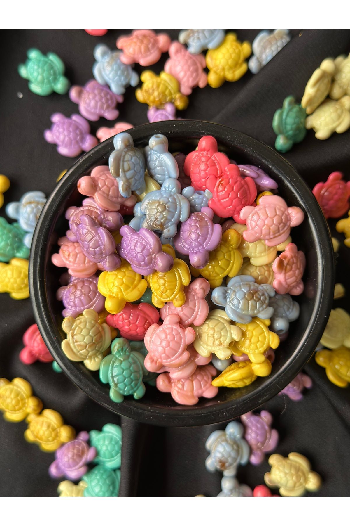 Bijumix Aksesuar Karışık Renkli Kaplumbağa Caretta Caretta Akrilik Plastik Boncuk