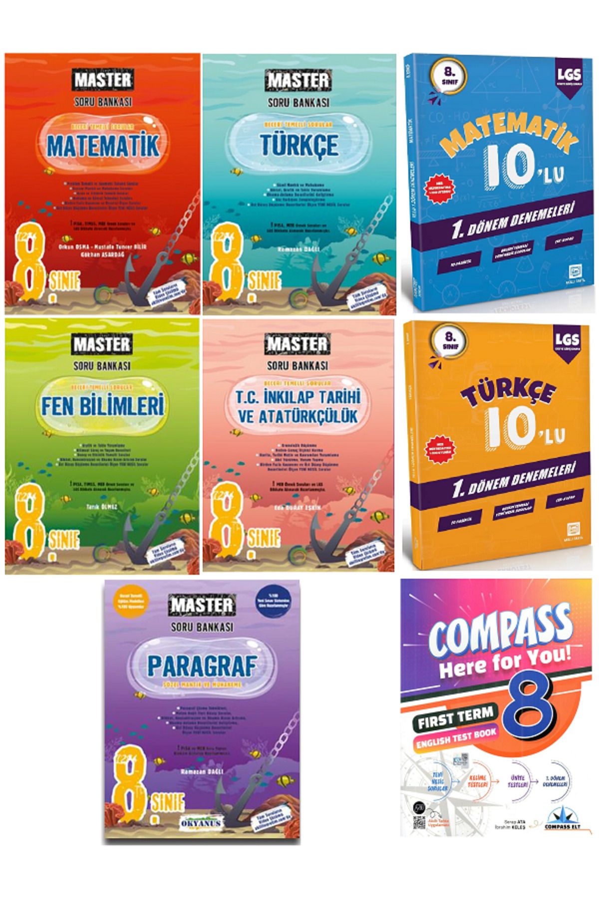 Efsane Yayınları 8.Sınıf Okyanus Master Soru Bankaları / Matematik + Türkçe + İngilizce HEDİYE - TOPLAM 8 KİTAP