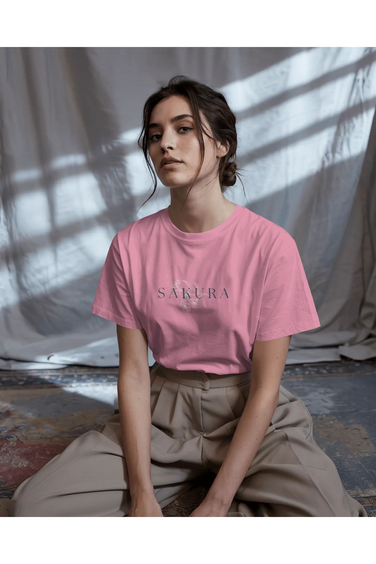 Mollis Sakura Kadın Baskılı Oversize T-Shirt