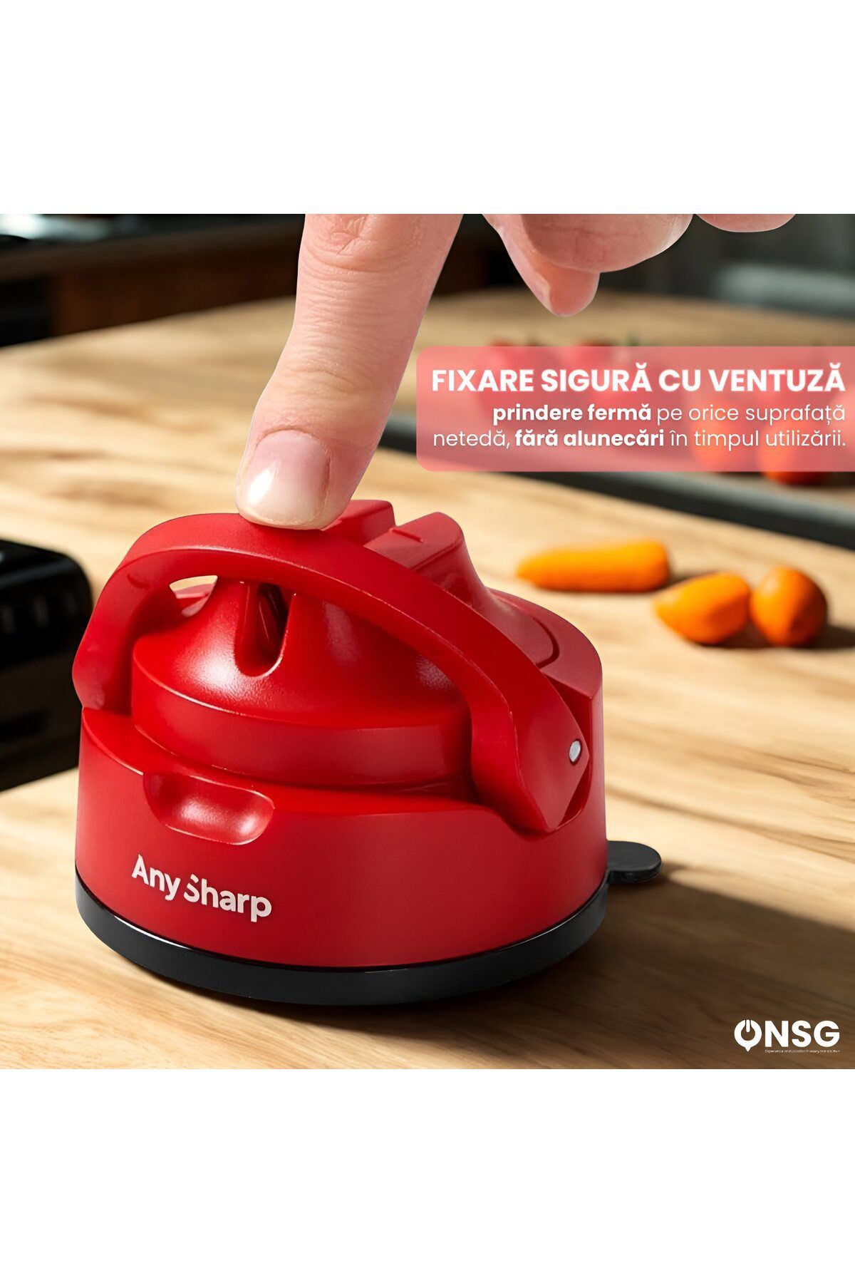 AnySharp-Evo Universal Manual Knife Sharpener Red, Powergrip Ii, Tungsten Carbide 2