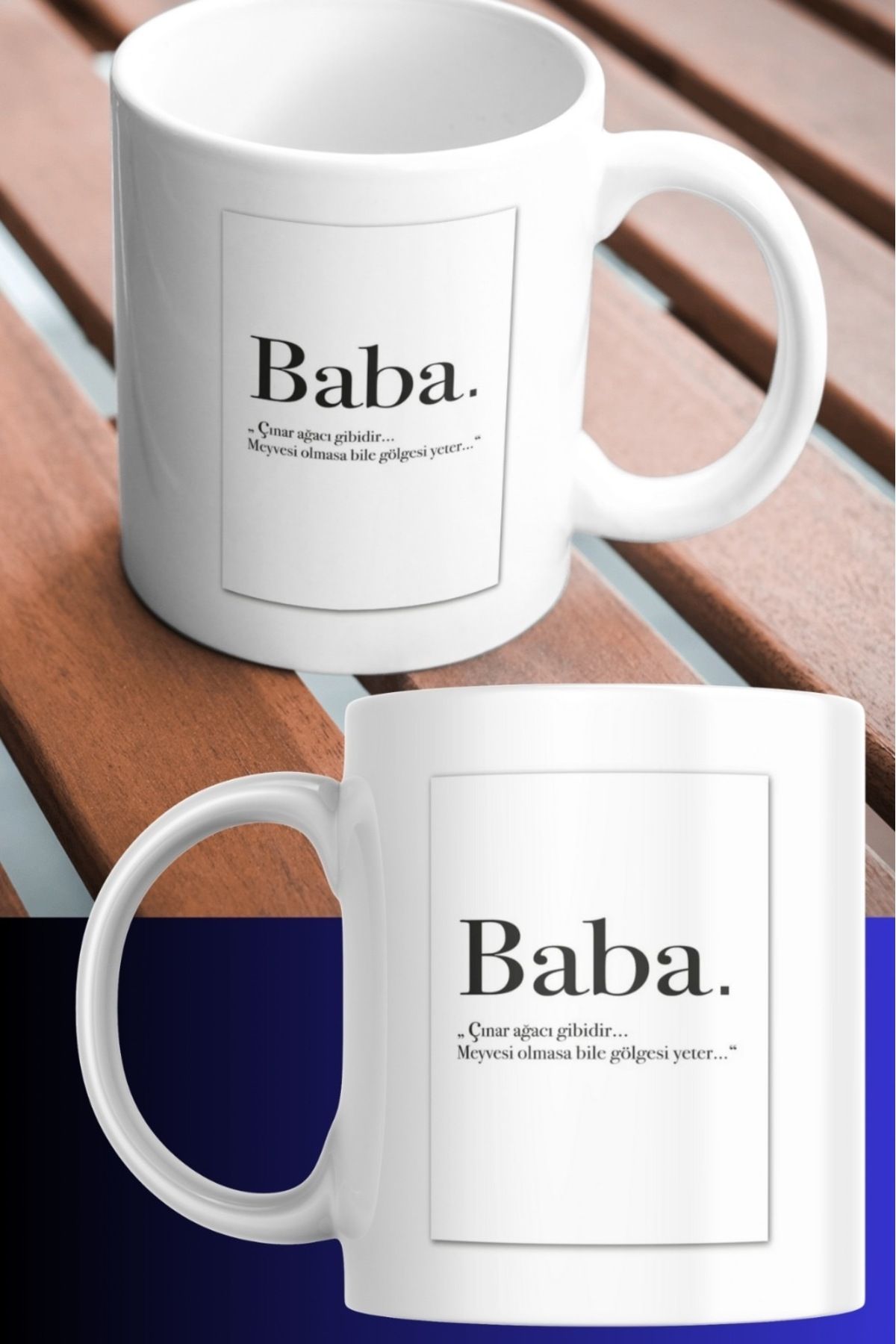 Hediye Gurmesi Baba Çınar Ağacı Gibidir Yazılı Porselen Kupa Bardak Babalar Günü Hediyesi Babaya Hediye