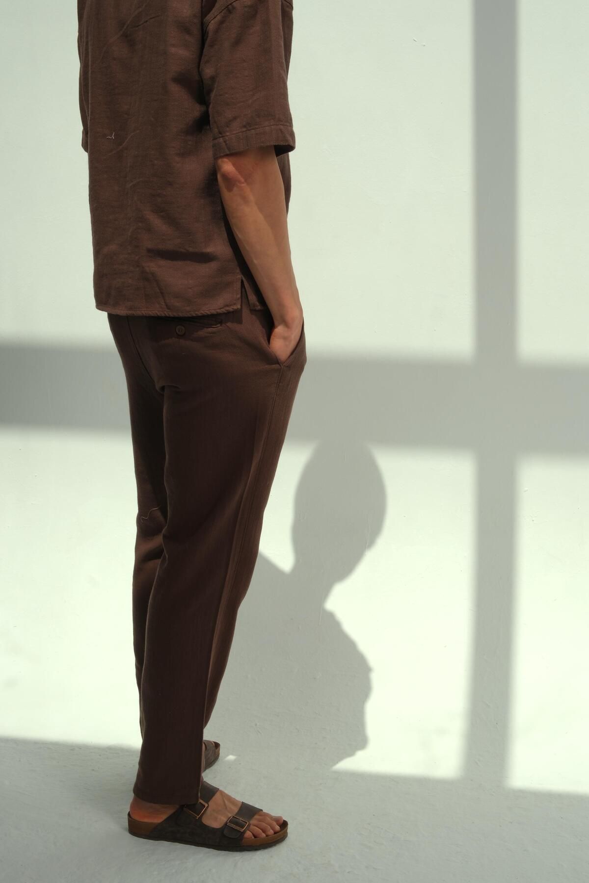 NGR-Pentar Linen Trousers Brown Color 6