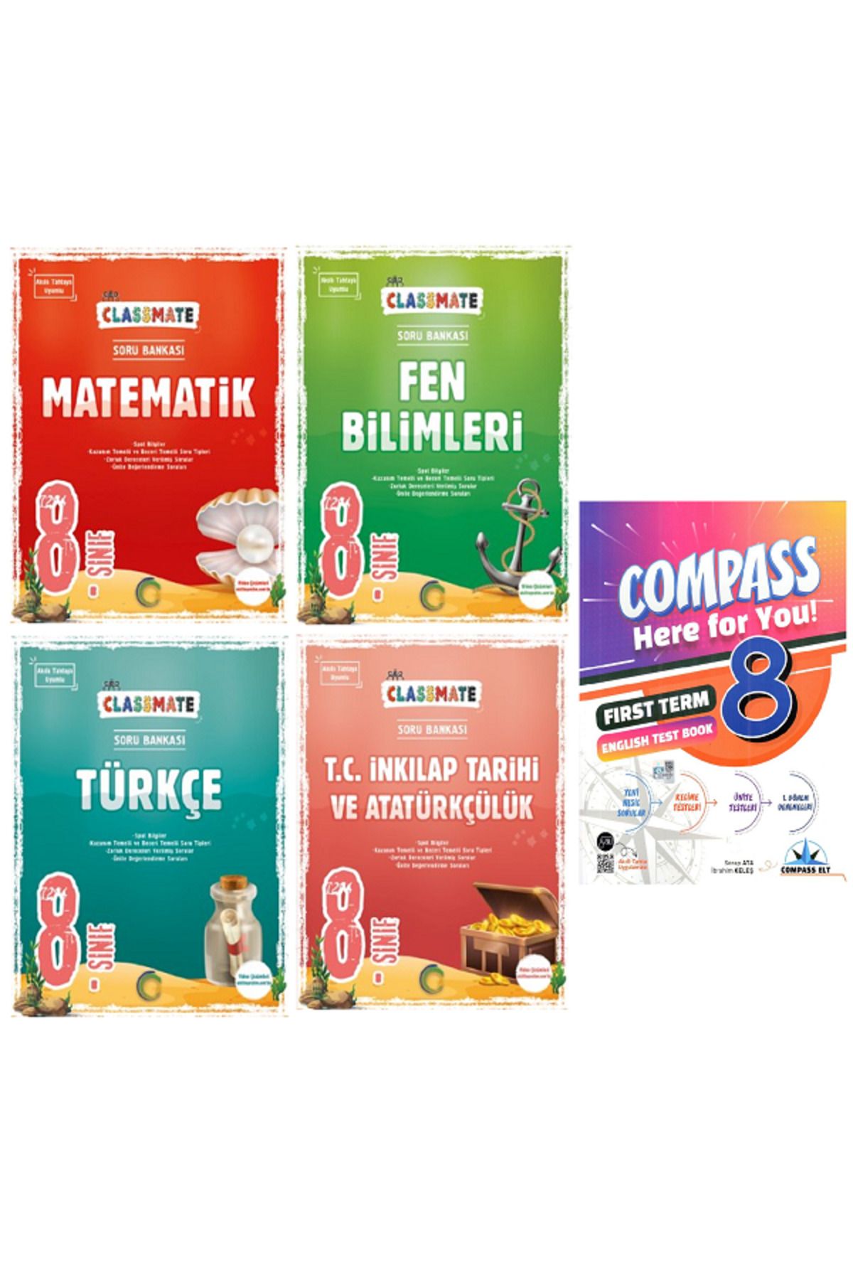Efsane Yayınları 8.Sınıf Okyanus Classmate Matematik Türkçe İnkılap Soru Bankaları / İngilizce Test HEDİYE - 5 KİTAP