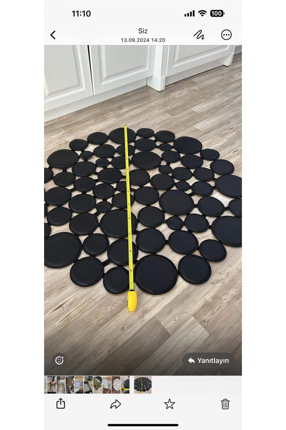 deri Dekodartif deri halı 180x180 yuvarlak