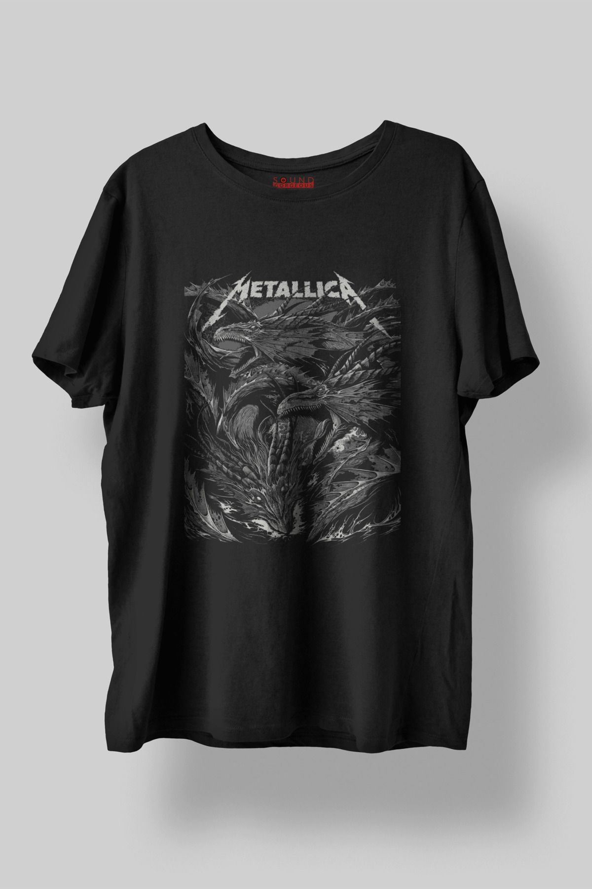 Sound Gorgeous Metallica Baskılı Regular Fit Unisex Siyah T-Shirt %100 Pamuk No:0433