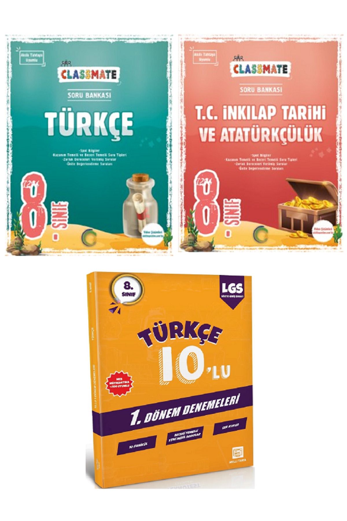 Efsane Yayınları 8.Sınıf Okyanus Classmate Türkçe + İnkılap Tarihi Soru Bankası / 10'Lu Türkçe Deneme HEDİYE -3 KİTAP