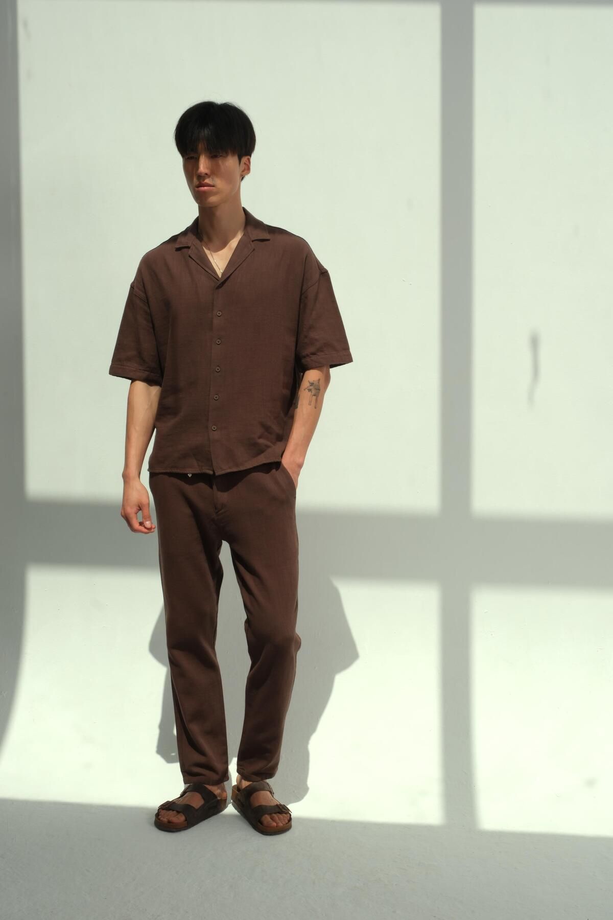 NGR-Pentar Linen Trousers Brown Color 2