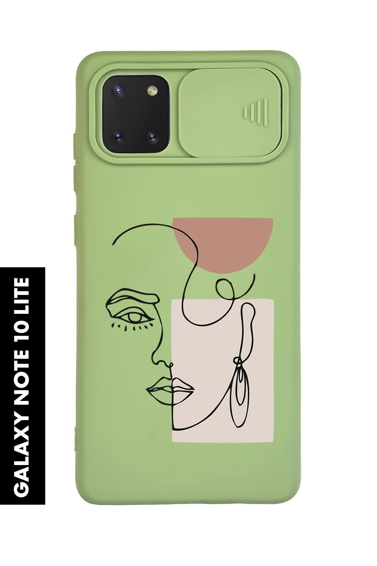 mooodcase Samsung Note 10 Lite Uyumlu Women Art Yaprak Desenli Slider Kamera Korumalı Telefon Kılıfı