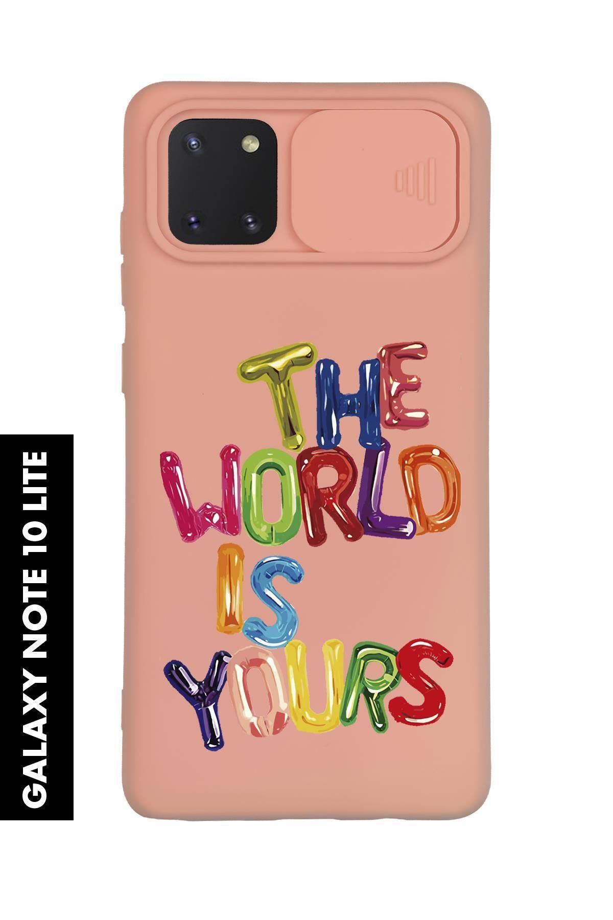 mooodcase Samsung Note 10 Lite Uyumlu The World is Yours Desenli Slider Kamera Korumalı Telefon Kılıfı