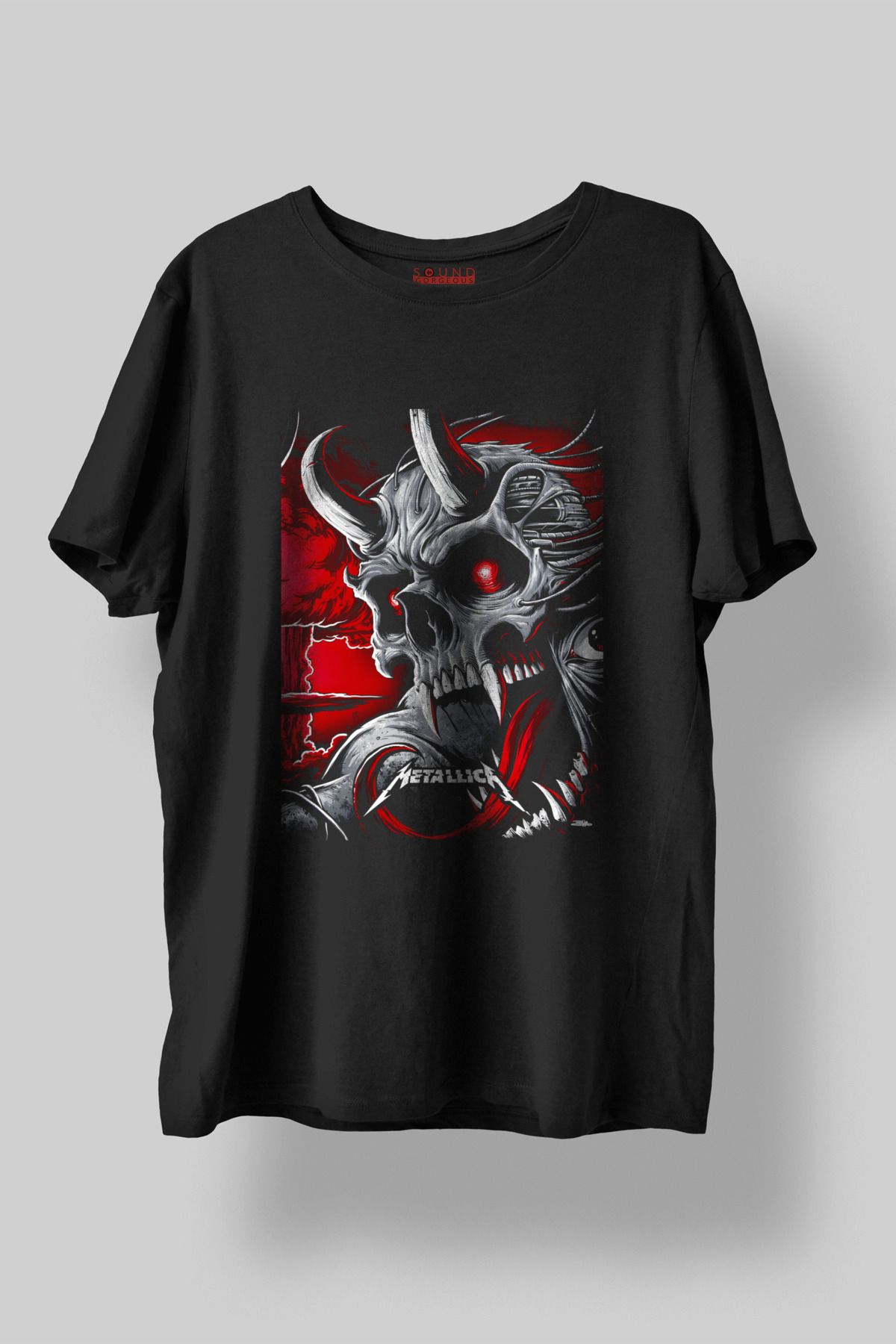 Sound Gorgeous Metallica Baskılı Regular Fit Unisex Siyah T-Shirt %100 Pamuk No:0434