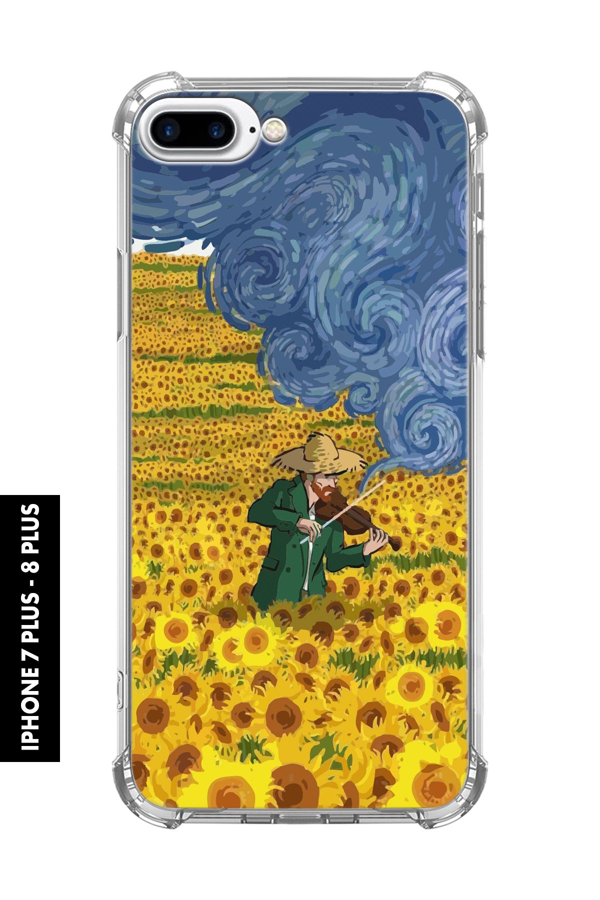 mooodcase iPhone 7 Plus / 8 Plus Uyumlu Sarı Çiçekler Desenli Darbe Emici Köşe Korumalı Telefon Kılıfı
