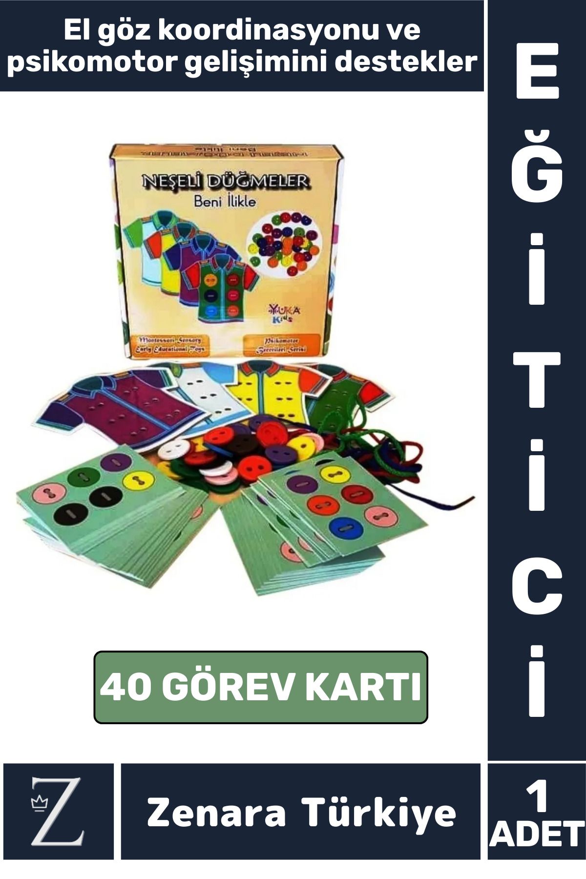 Zenara Eğitici Görsel Algı El-Göz Koordinasyonu Beceri Geliştirici Eğlenceli Çocuk Oyun NEŞELİ DÜĞMELER