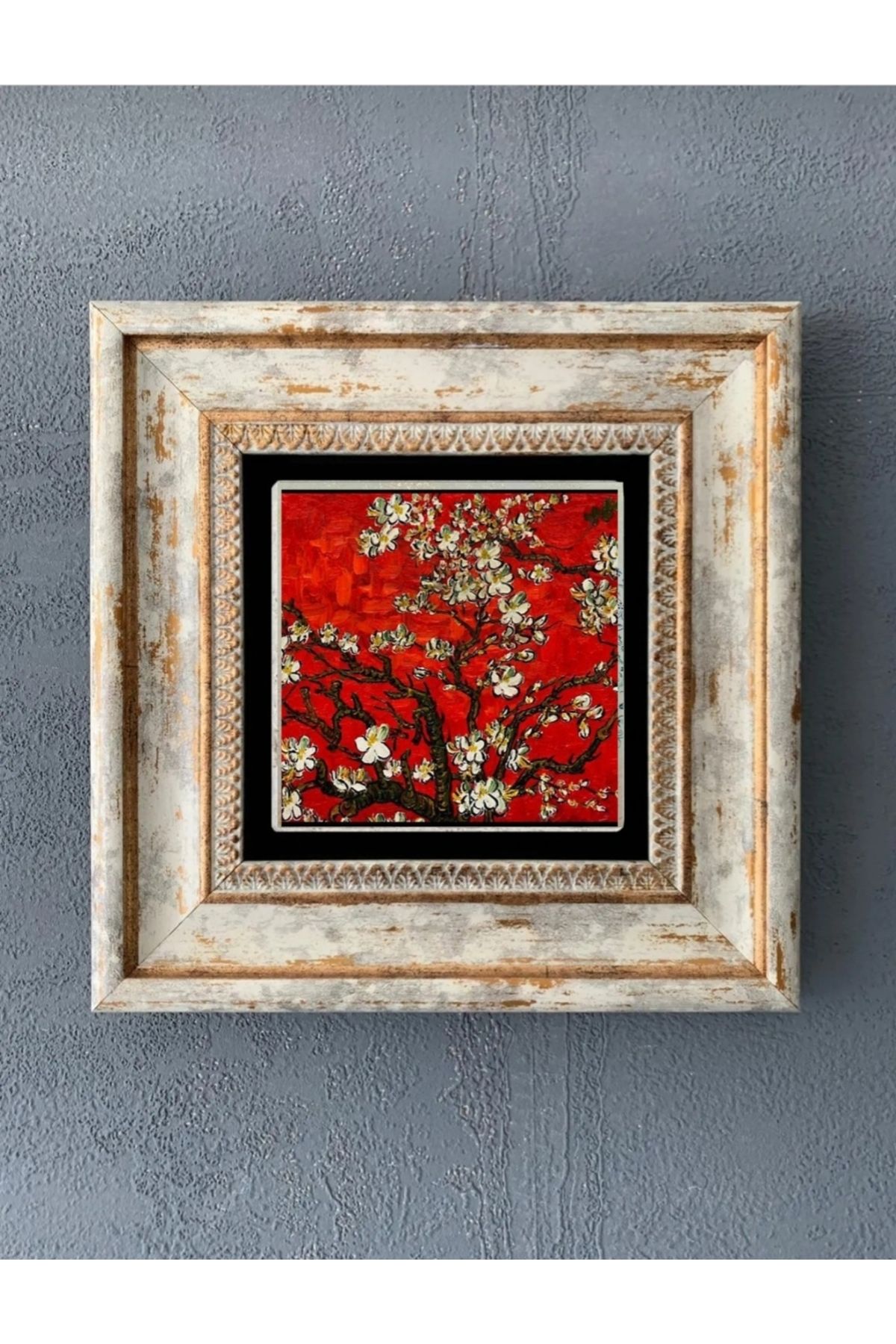 STONEVİVEART Bahar Dalları Doğaltaş Duvar Tablosu 20x20Cm Duvar Dekoru