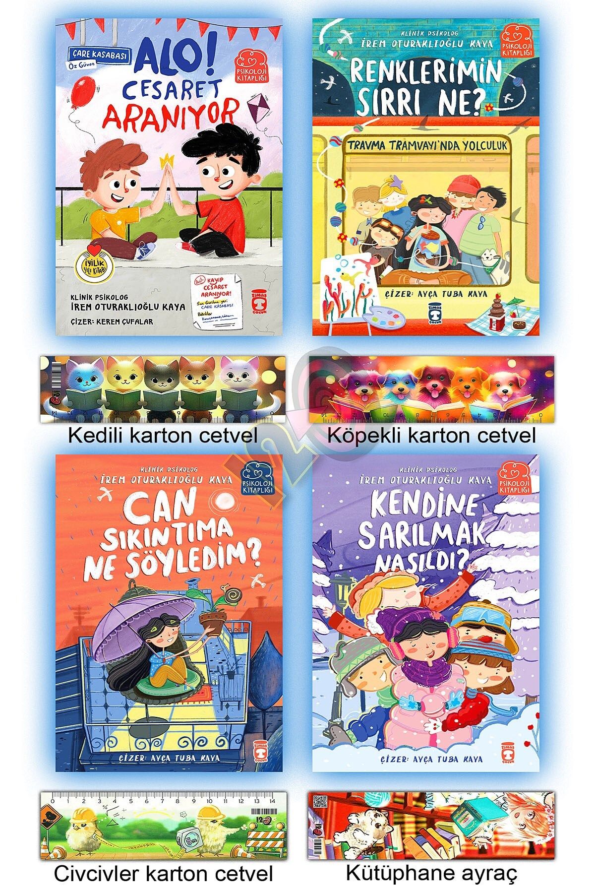 Timaş Çocuk Psikoloji Kitaplığı - Alo Cesaret Aranıyor Renklerimin Sırrı Can Sıkıntıma Kendine Sarılmak Nasıldı?