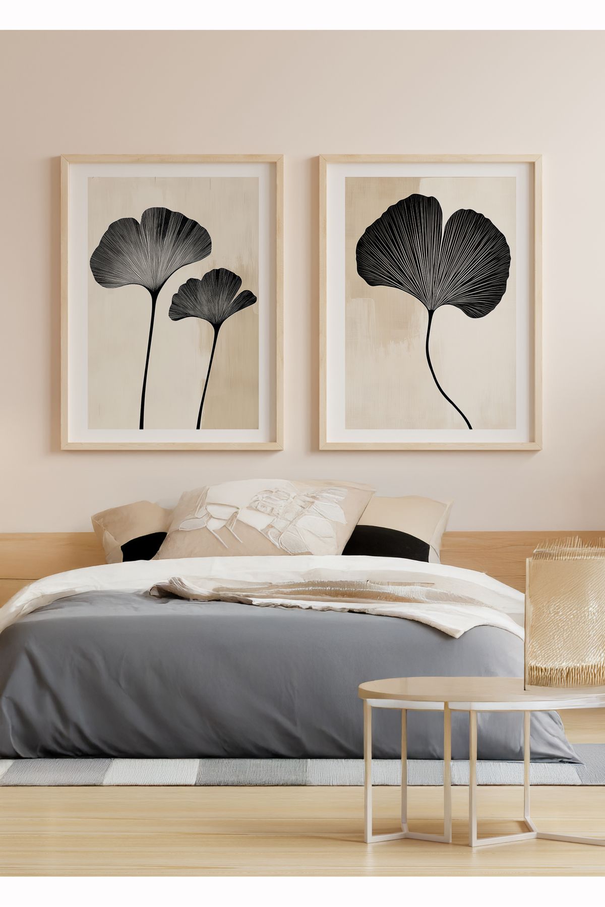 Ryta Ahşap Çerçeveli 2 li Set Tablo Premium Flora Minimalist