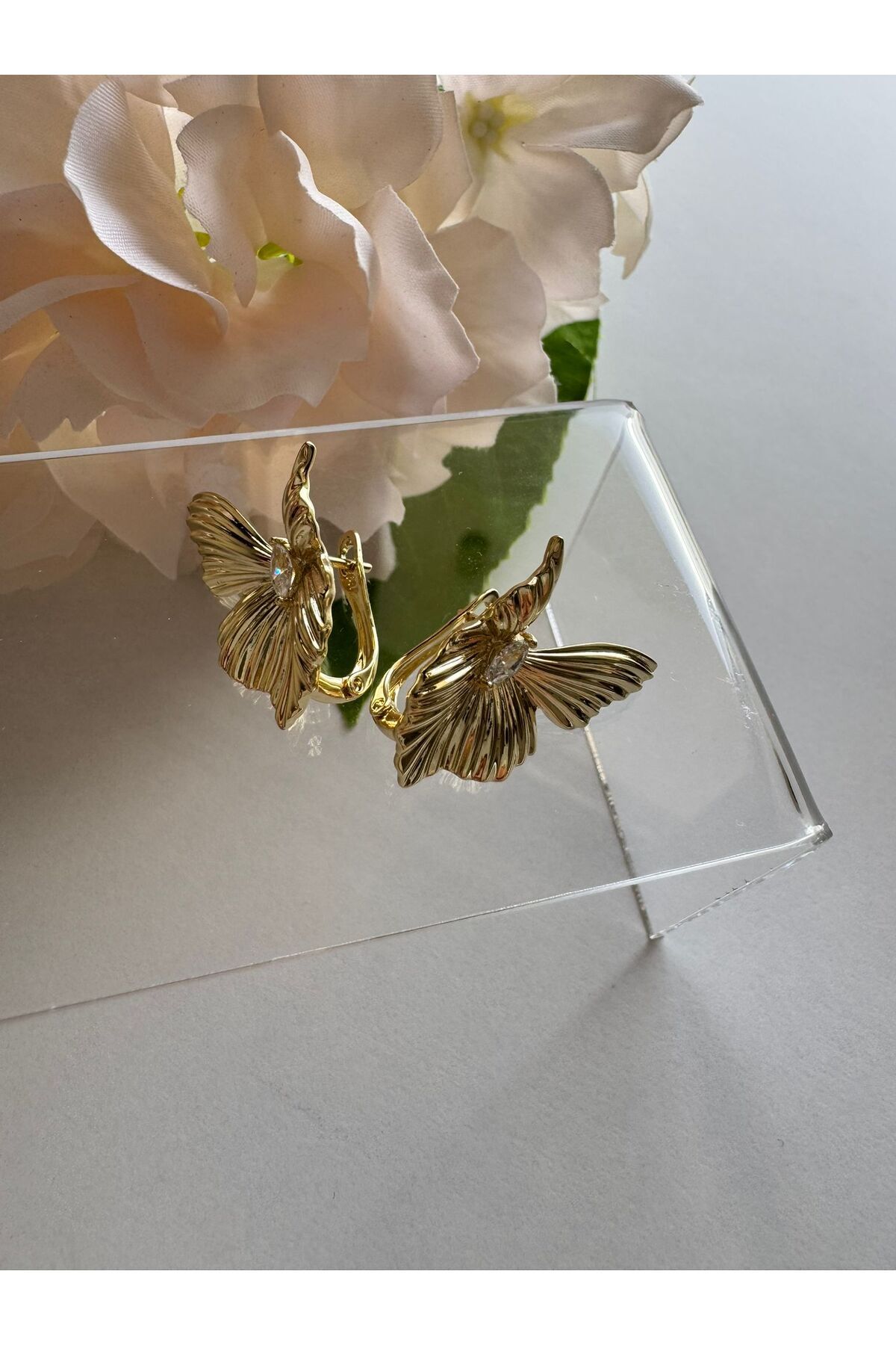MODA 14K Rengi Vip Seri Kelebek Çelik Küpe 25mm