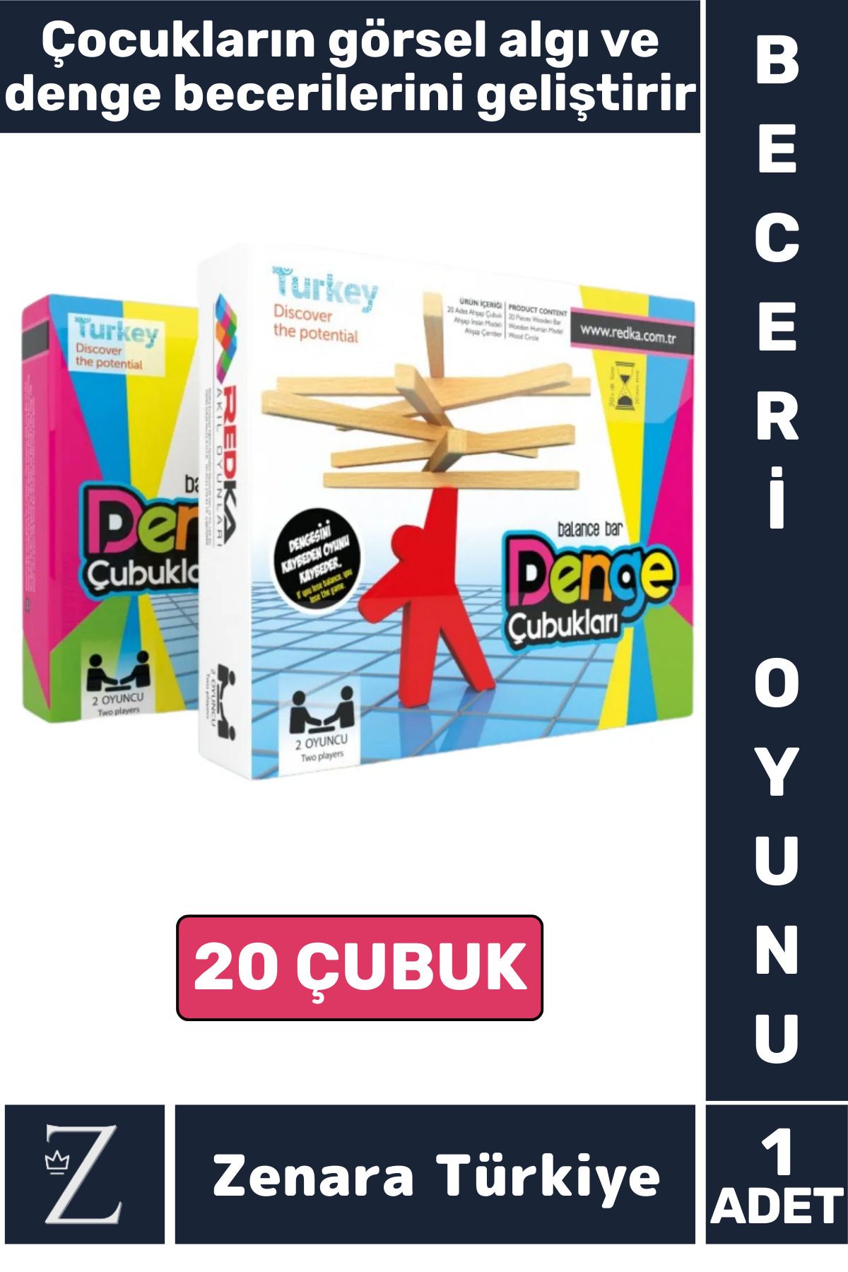 Zenara Eğitici El Göz Koordinasyonu Denge Görsel Algı Geliştirici Eğlenceli Çocuk Oyun DENGE ÇUBUKLARI
