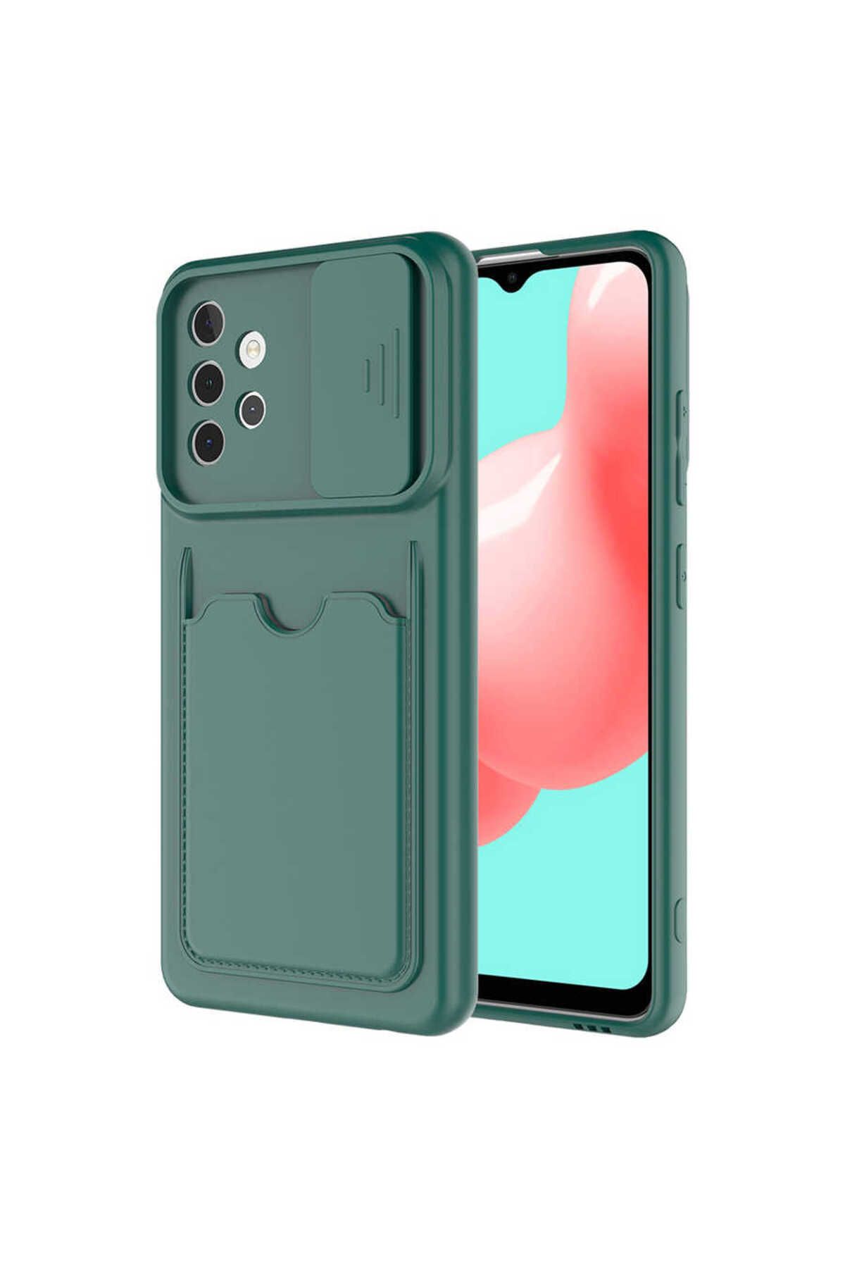 VARDAR AKSESUAR Galaxy A32 4G Uyumlu Kılıf Kartlıklı Kamera Korumalı Esnek Kartixvar İzvor Kapak