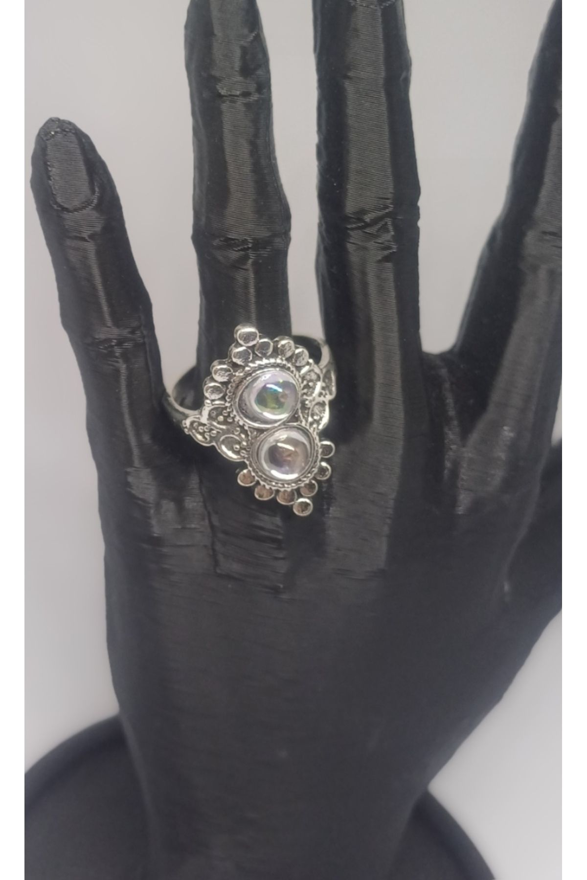 chicbygulsun Beyaz Taşlı Vintage Yüzük