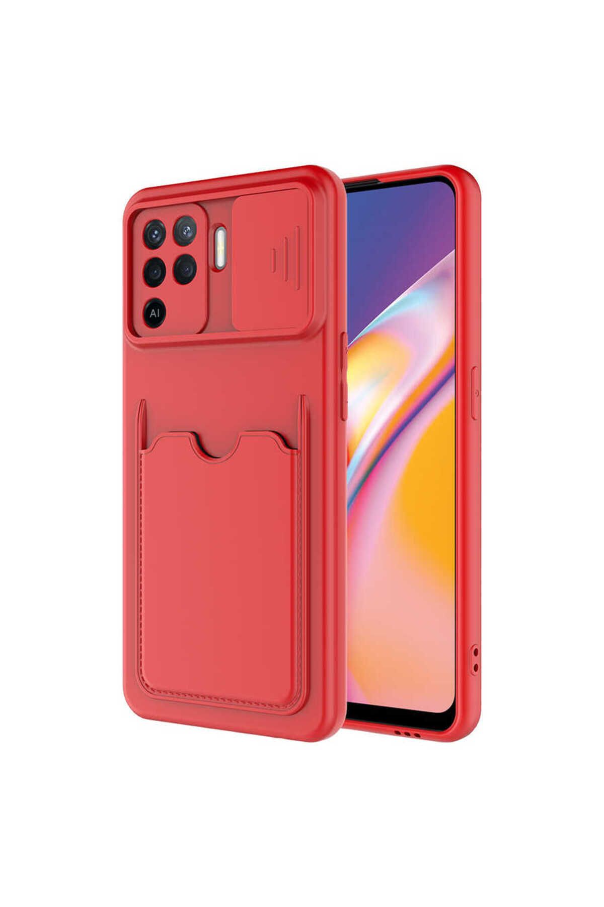 VARDAR AKSESUAR Oppo Reno 5 Lite Uyumlu Kılıf Kartlıklı Kamera Korumalı Esnek Kartixvar İzvor Kapak