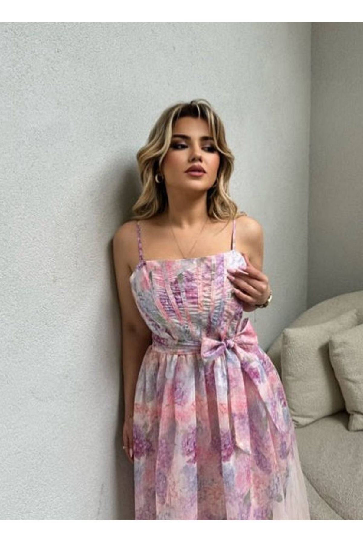 Kashaya Kadin Zimmerman model göysü biye işleme detaylı cepli ve kuşak kemerli astar detaylı elbise