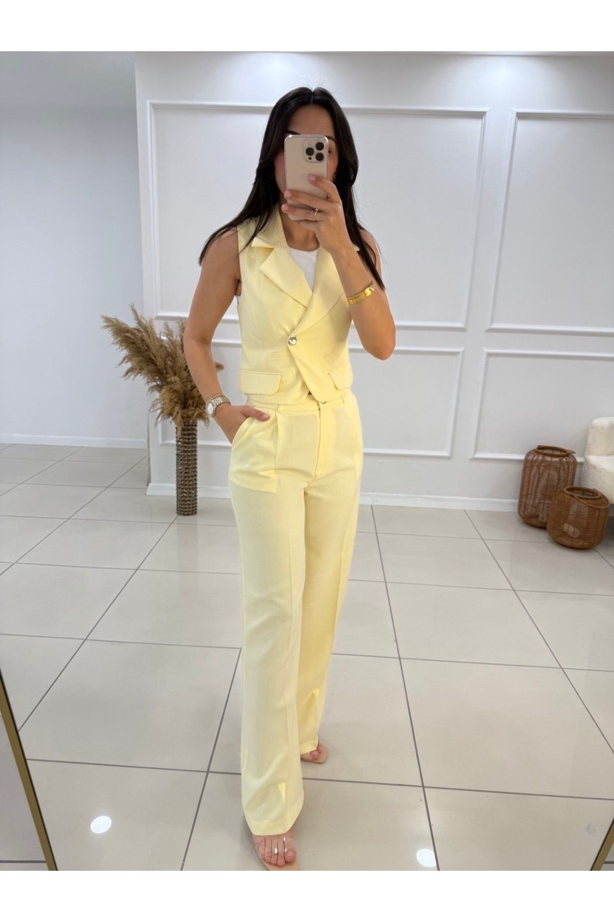 Butik Crop Yelek Takım