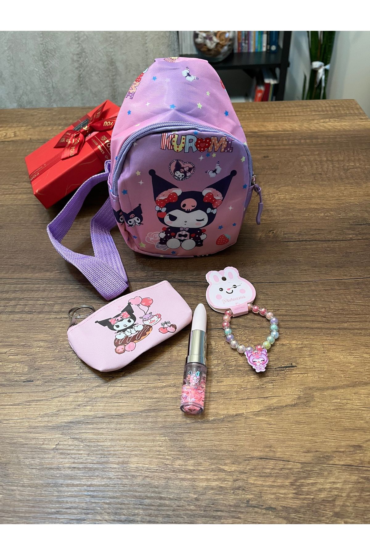 BATU GİYİM Özel Kutuda Hediye Set Kuromi Sanrio 5 Parça Hediye Seti bayram Karne Doğum Günü Hediyesi