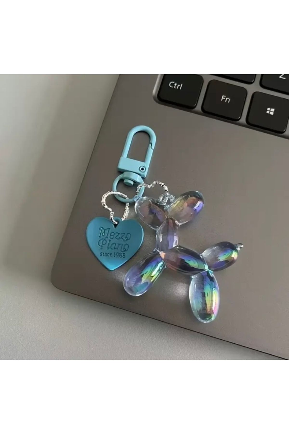 Accessories Vanilla Avenue Mavi Parlak Balon Köpek Kalp Detaylı Zarif Kadın Anahtarlık Aksesuar