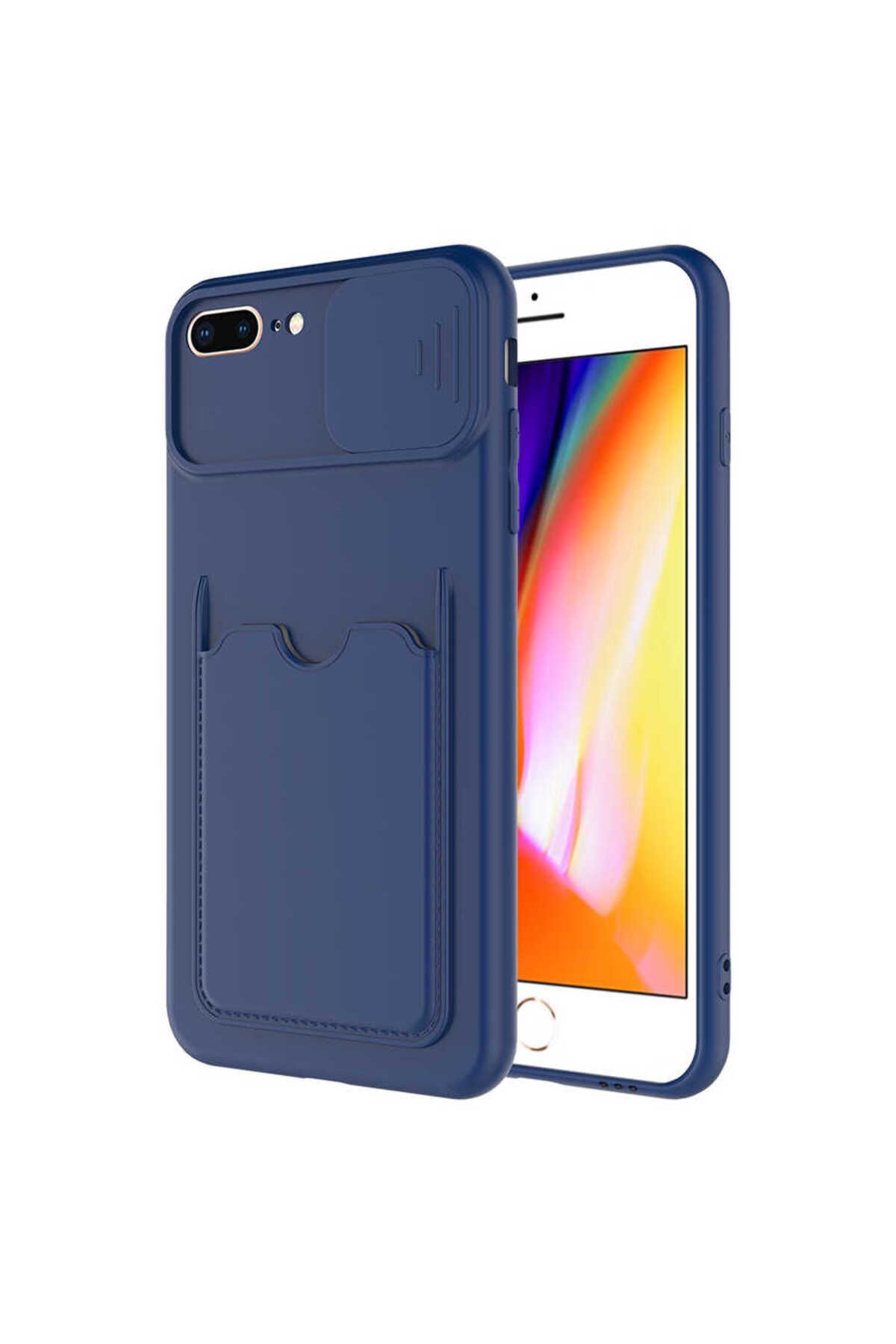 VARDAR AKSESUAR iPhone 8 Plus Uyumlu Kılıf Kartlıklı Kamera Korumalı Esnek Kartixvar İzvor Kapak