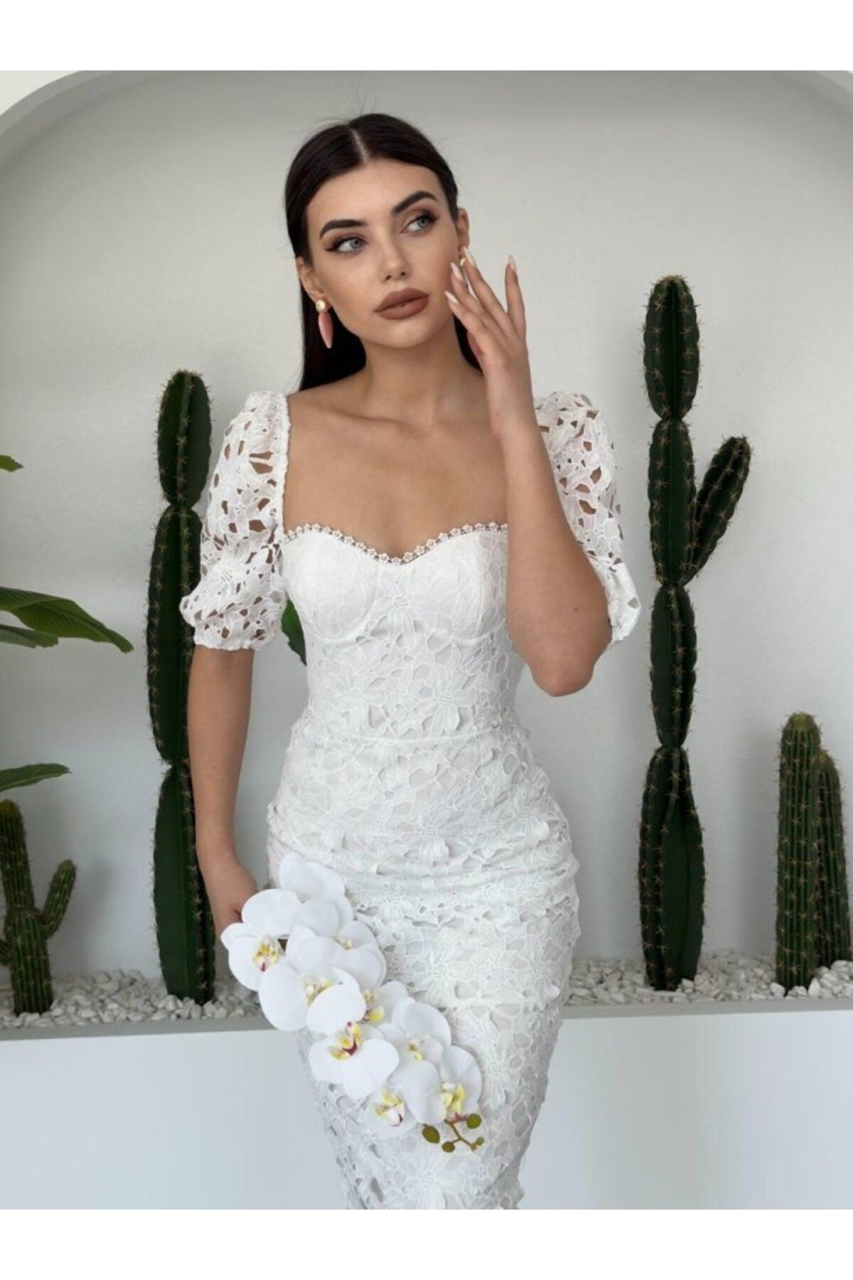 Gökyüzü Moda Zarina Dantel Elbise