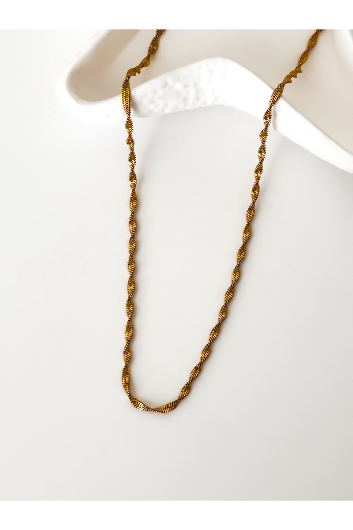 Vin Atelier Stainless Steel Yulia-1 Necklace | Çelik Zincir Kolye (Gold Renk)