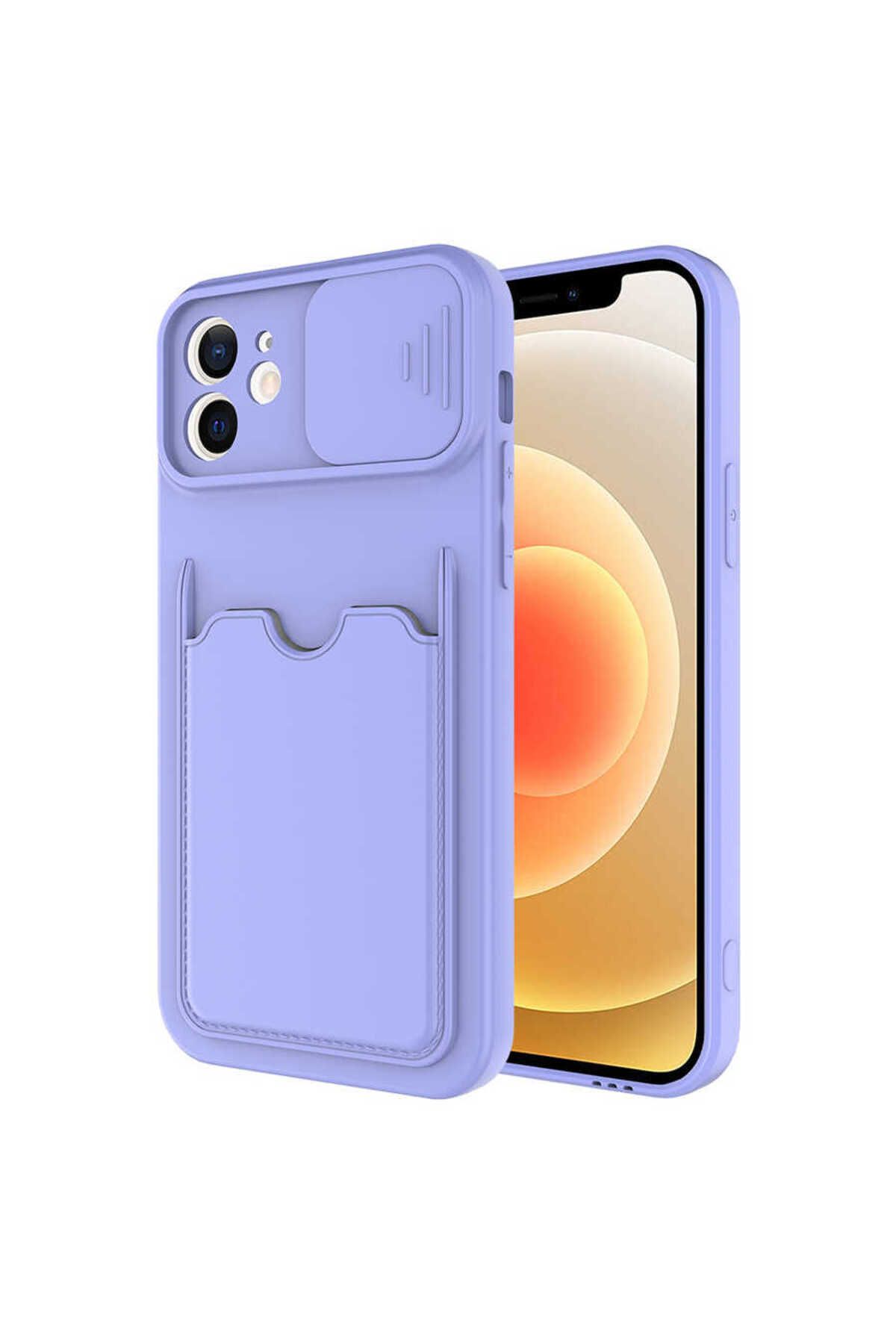 VARDAR AKSESUAR iPhone 12 Uyumlu Kılıf Kartlıklı Kamera Korumalı Esnek Kartixvar İzvor Kapak