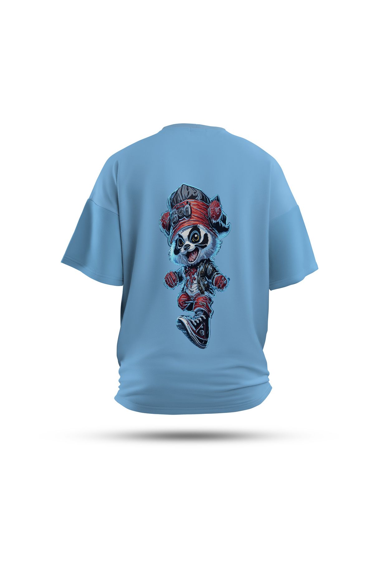 Zestia Unisex T-Shirt, Panda Sırt Baskılı, Regular, %100 Pamuk, Yeşil T-Shirt No: 0045